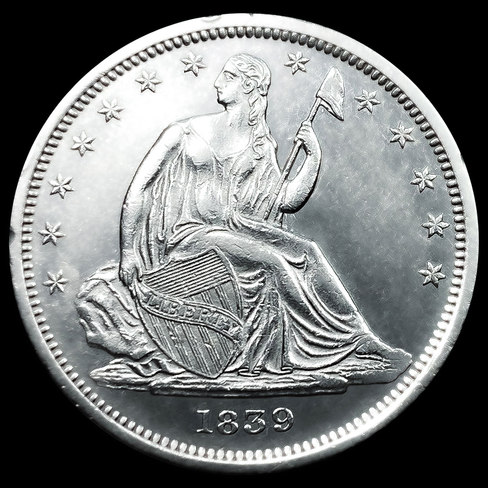 1839 No Drapery Seated Liberty Half Dollar: 1839 No Drapery Seated Liberty Half Dollar