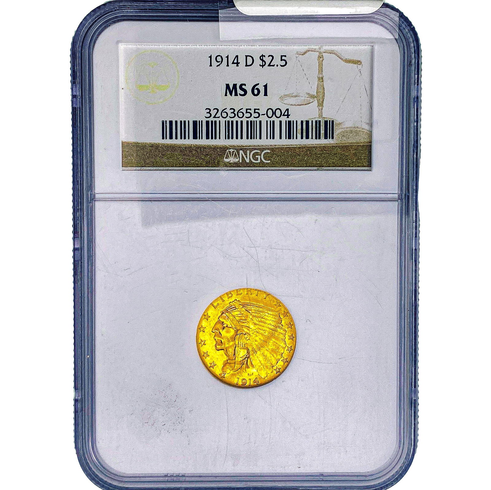 1914-D $2.50 Gold Quarter Eagle NGC MS61 (1 of 2)