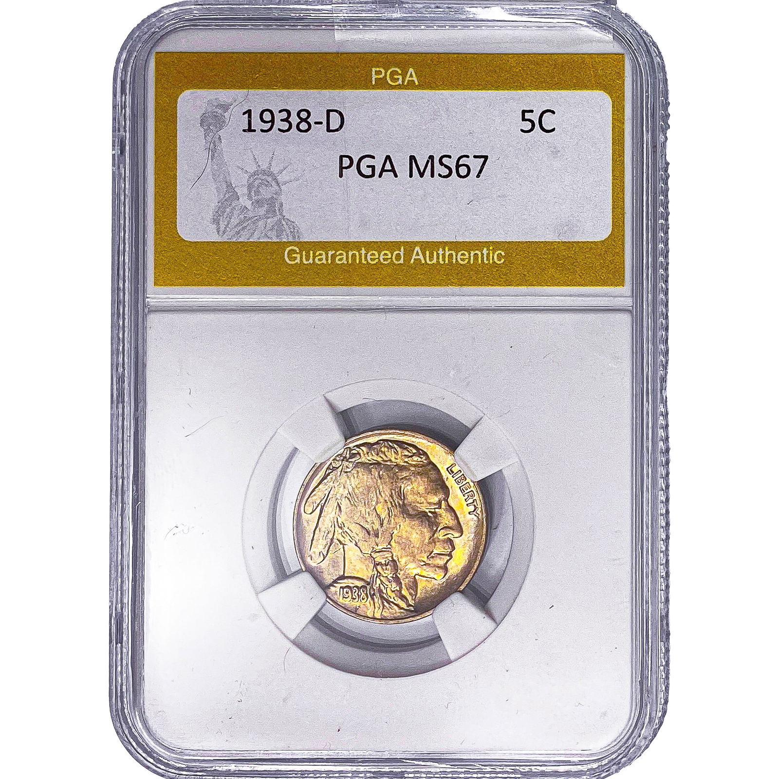 1938-D Buffalo Nickel PGA MS67: 1938-D Buffalo Nickel PGA MS67