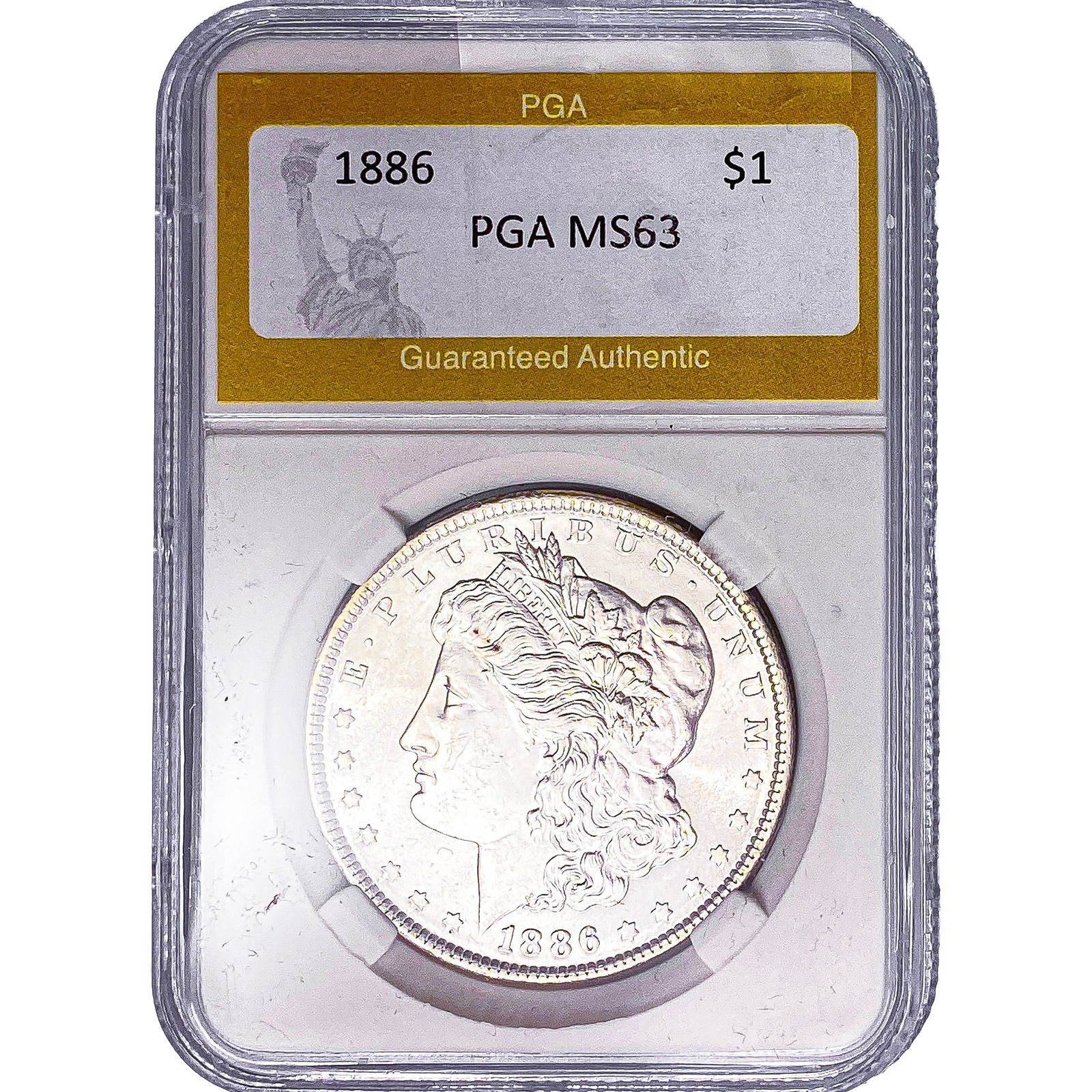 1886 Morgan Silver Dollar PGA MS63: 1886 Morgan Silver Dollar PGA MS63