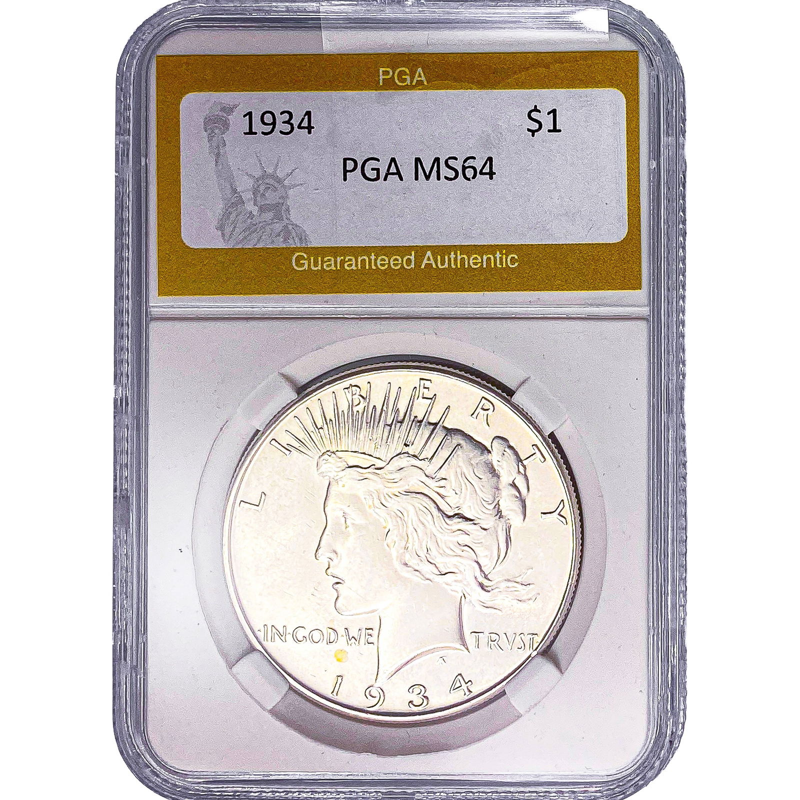 1934 Silver Peace Dollar PGA MS64: 1934 Silver Peace Dollar PGA MS64