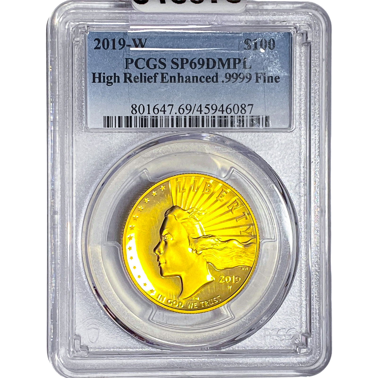 2019 Gold $100 1oz Liberty Coin PCGS SP69 Dmpl: 2019 Gold $100 1oz Liberty Coin PCGS SP69 Dmpl