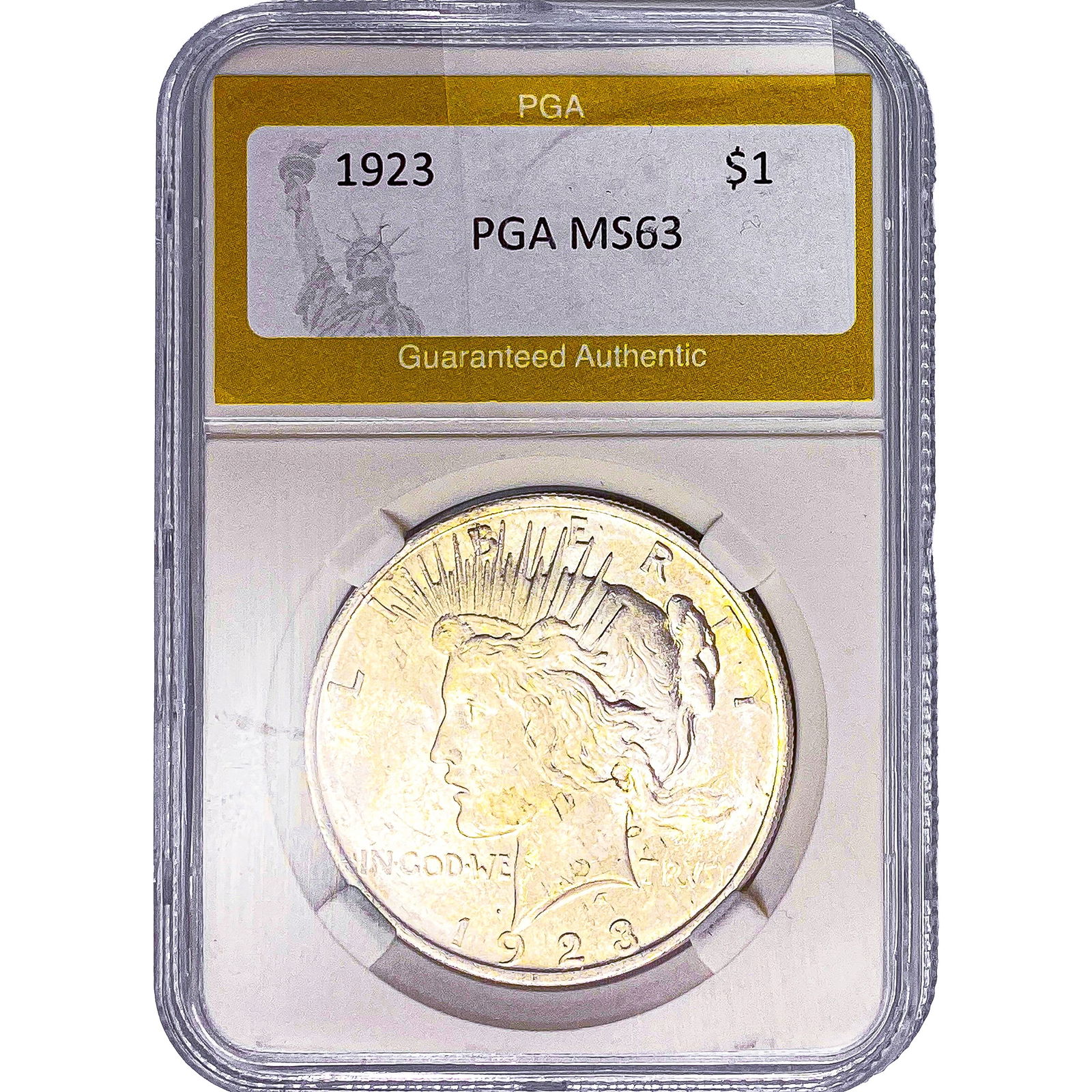1923 Silver Peace Dollar PGA MS63: 1923 Silver Peace Dollar PGA MS63