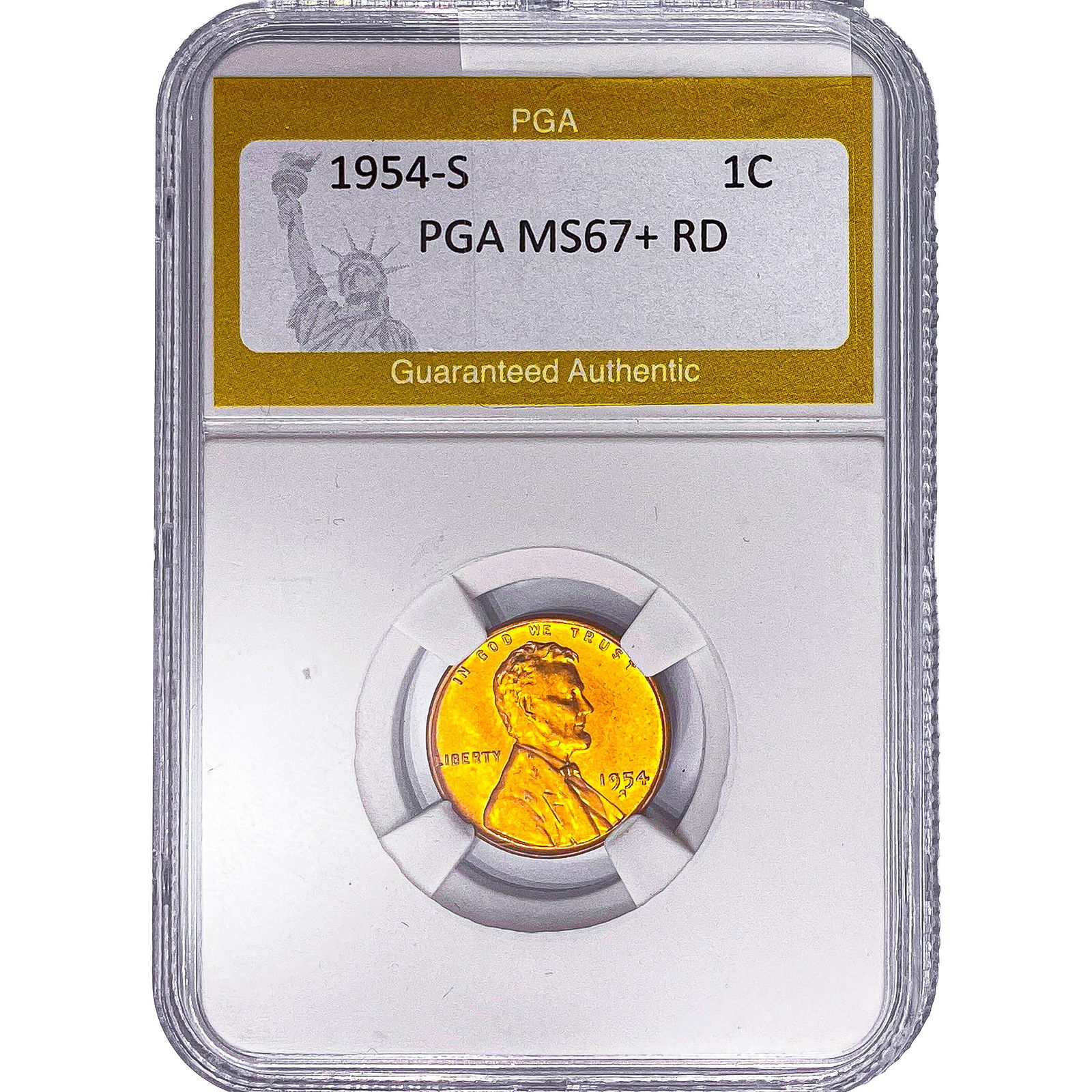 1954-S Wheat Cent PGA MS67+ RD: 1954-S Wheat Cent PGA MS67+ RD