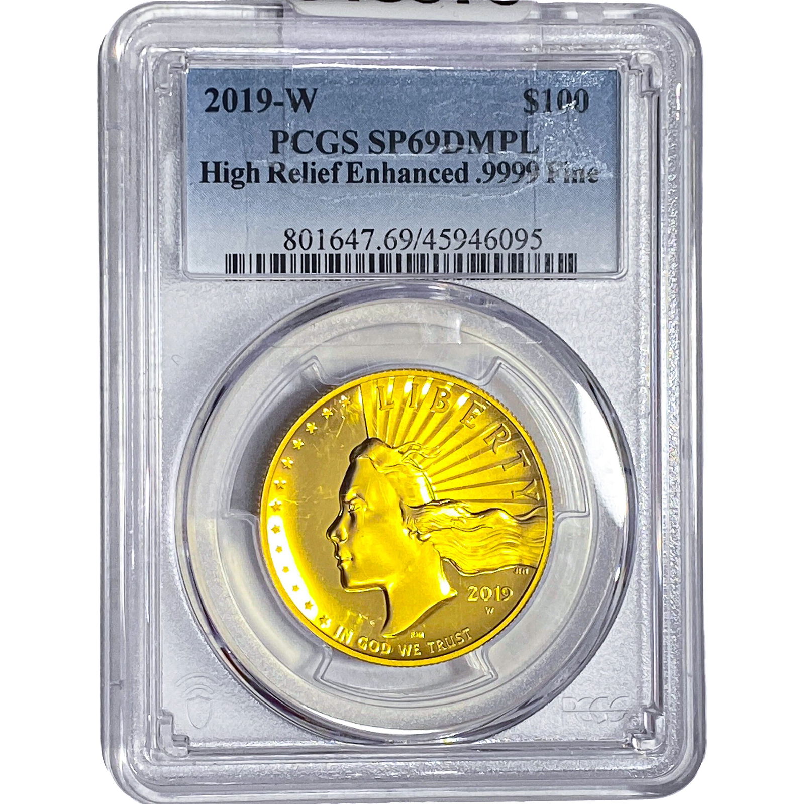 2019 Gold $100 1oz Liberty Coin PCGS SP69 Dmpl: 2019 Gold $100 1oz Liberty Coin PCGS SP69 Dmpl