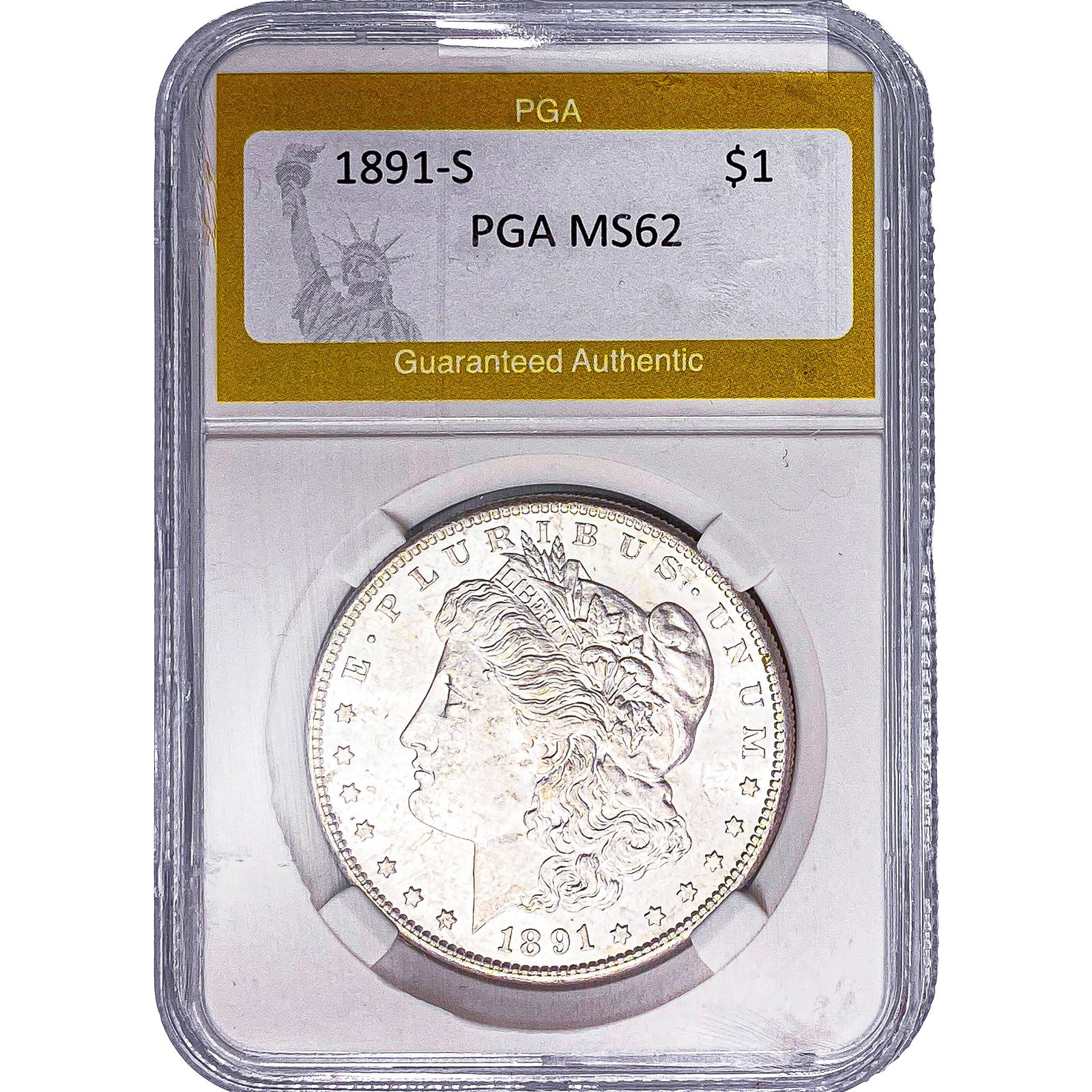 1891-S Morgan Silver Dollar PGA MS62: 1891-S Morgan Silver Dollar PGA MS62