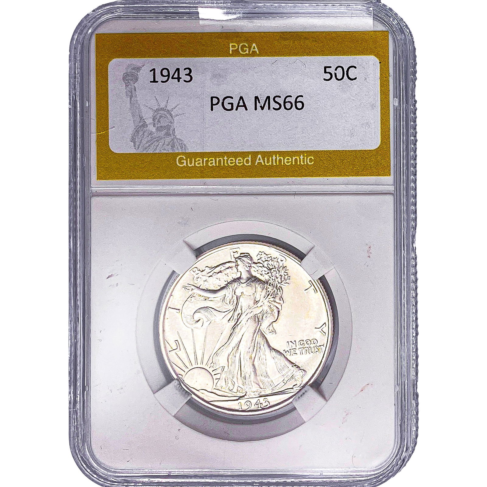 1943 Walking Liberty Half Dollar PGA MS66: 1943 Walking Liberty Half Dollar PGA MS66