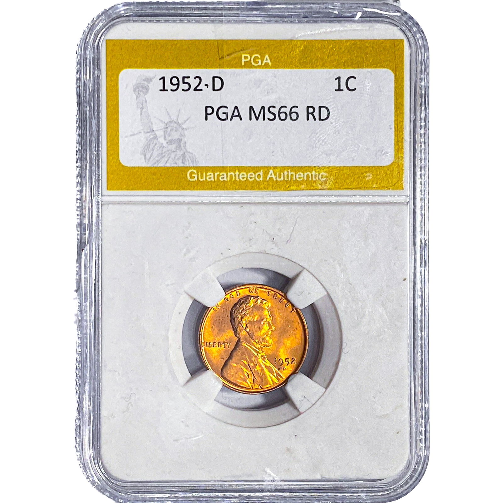 1952-D Wheat Cent PGA MS66 RD: 1952-D Wheat Cent PGA MS66 RD