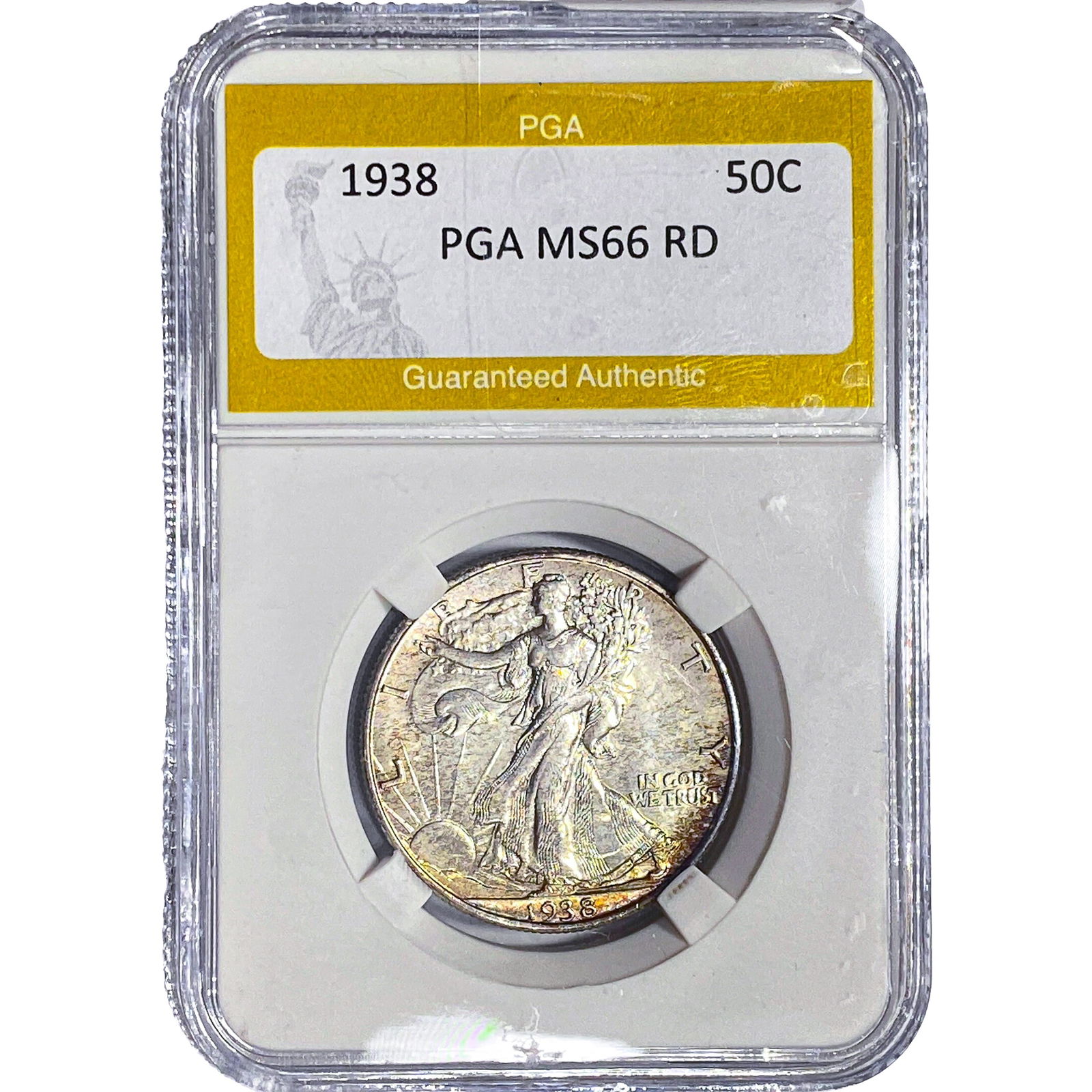 1938 Walking Liberty Half Dollar PGA MS66 RD: 1938 Walking Liberty Half Dollar PGA MS66 RD