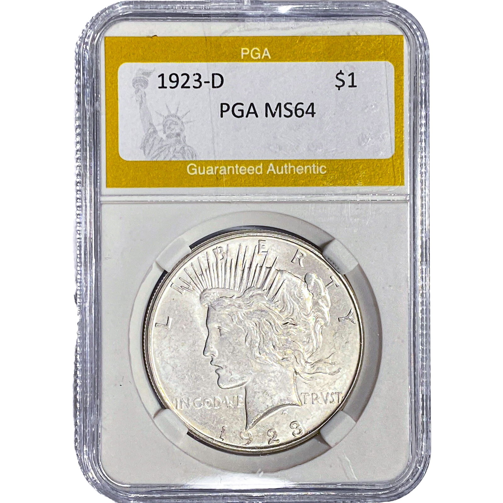 1923-D Silver Peace Dollar PGA MS64: 1923-D Silver Peace Dollar PGA MS64