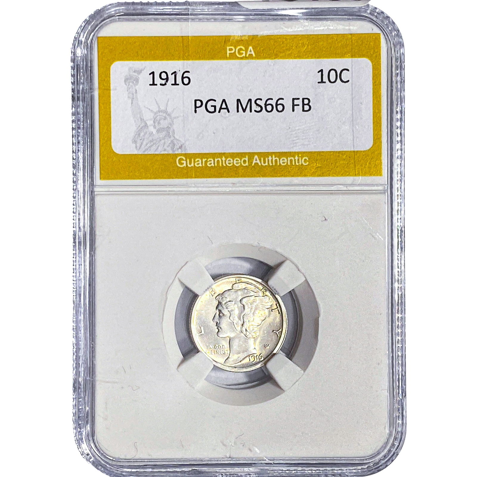 1916 Mercury Silver Dime PGA MS66 FB: 1916 Mercury Silver Dime PGA MS66 FB
