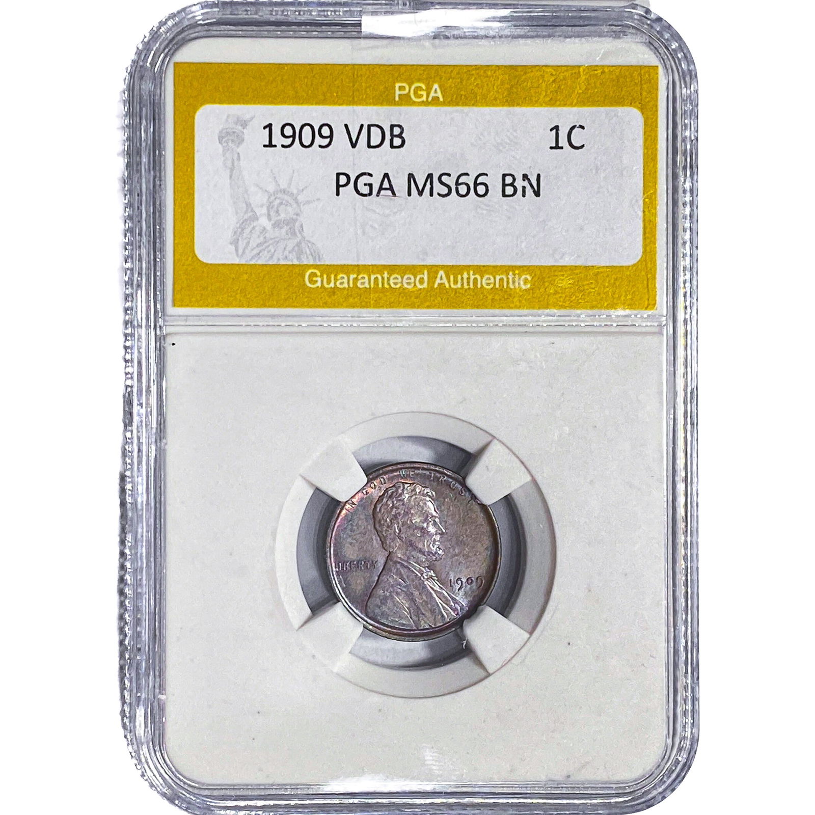 1909 VDB Wheat Cent PGA MS66 BN: 1909 VDB Wheat Cent PGA MS66 BN