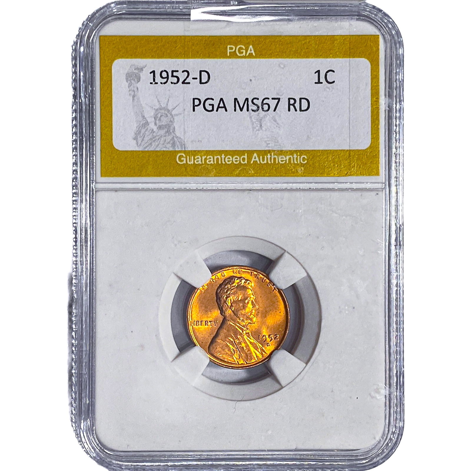 1952-D Wheat Cent PGA MS67 RD: 1952-D Wheat Cent PGA MS67 RD