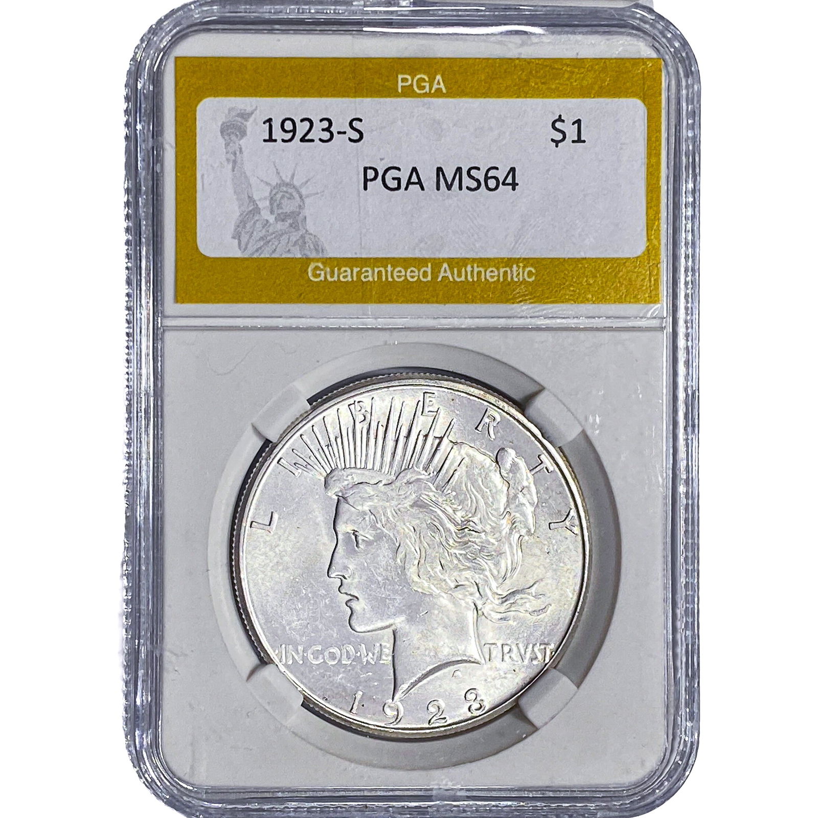 1923-S Silver Peace Dollar PGA MS64: 1923-S Silver Peace Dollar PGA MS64