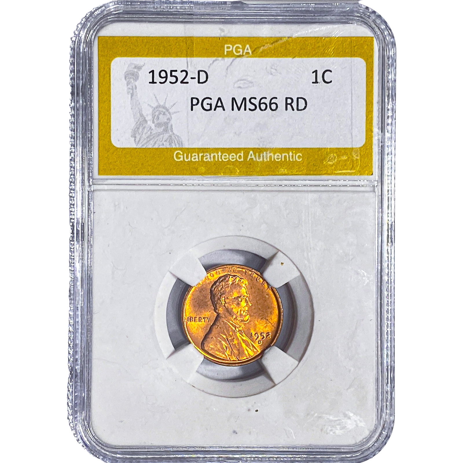 1952-D Wheat Cent PGA MS66 RD: 1952-D Wheat Cent PGA MS66 RD