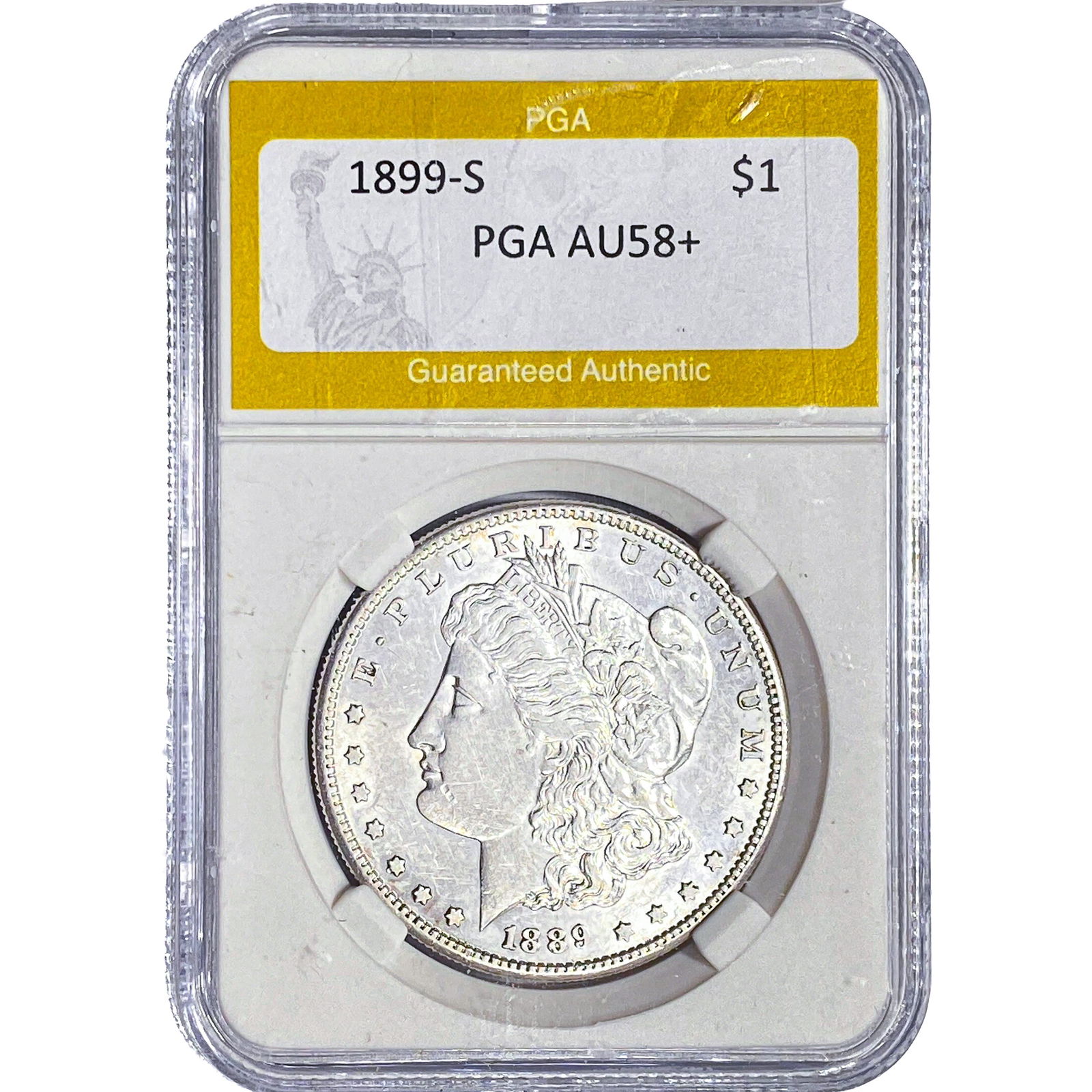1899-S Morgan Silver Dollar PGA AU58+: 1899-S Morgan Silver Dollar PGA AU58+