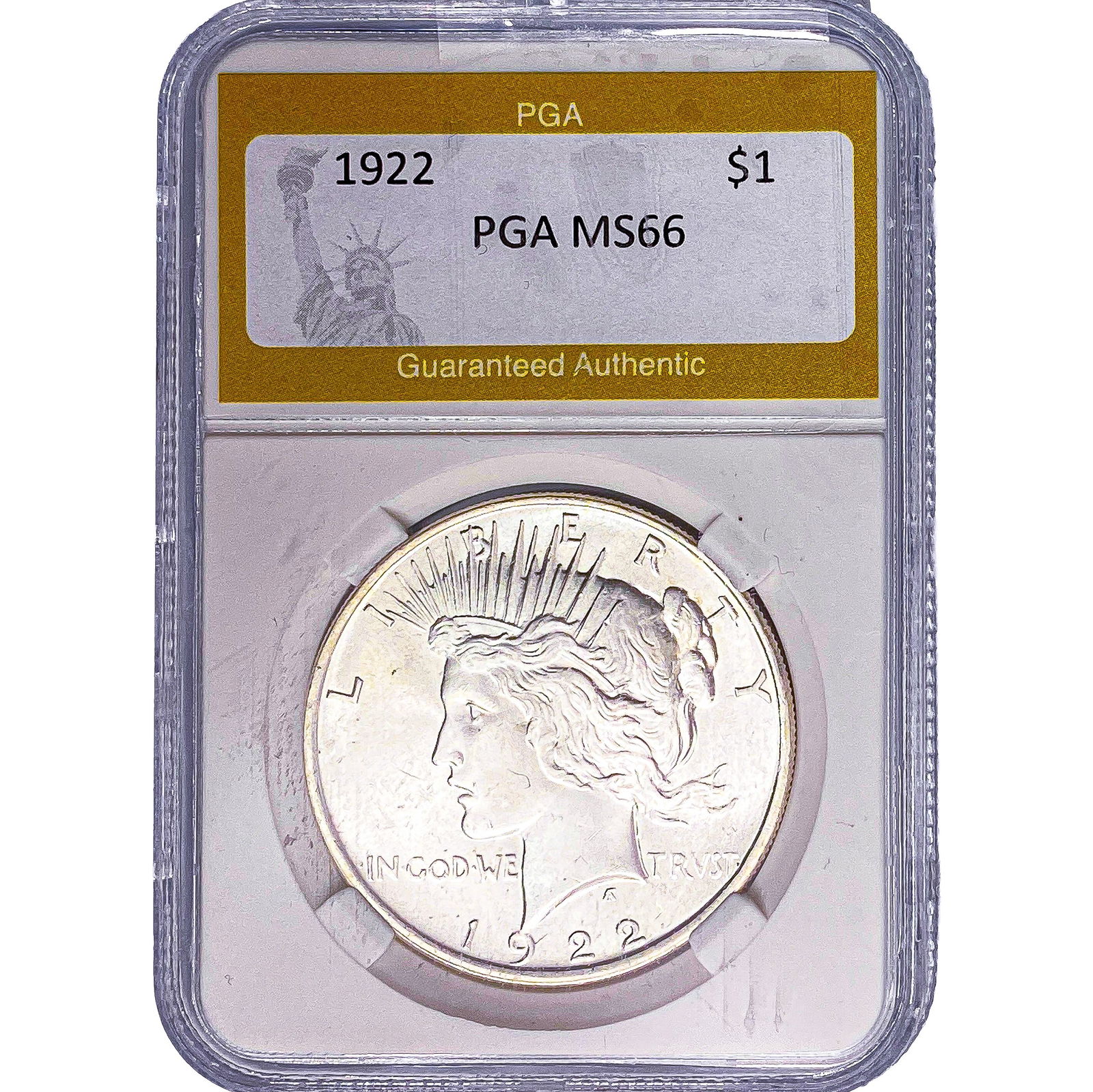 1922 Silver Peace Dollar PGA MS66: 1922 Silver Peace Dollar PGA MS66