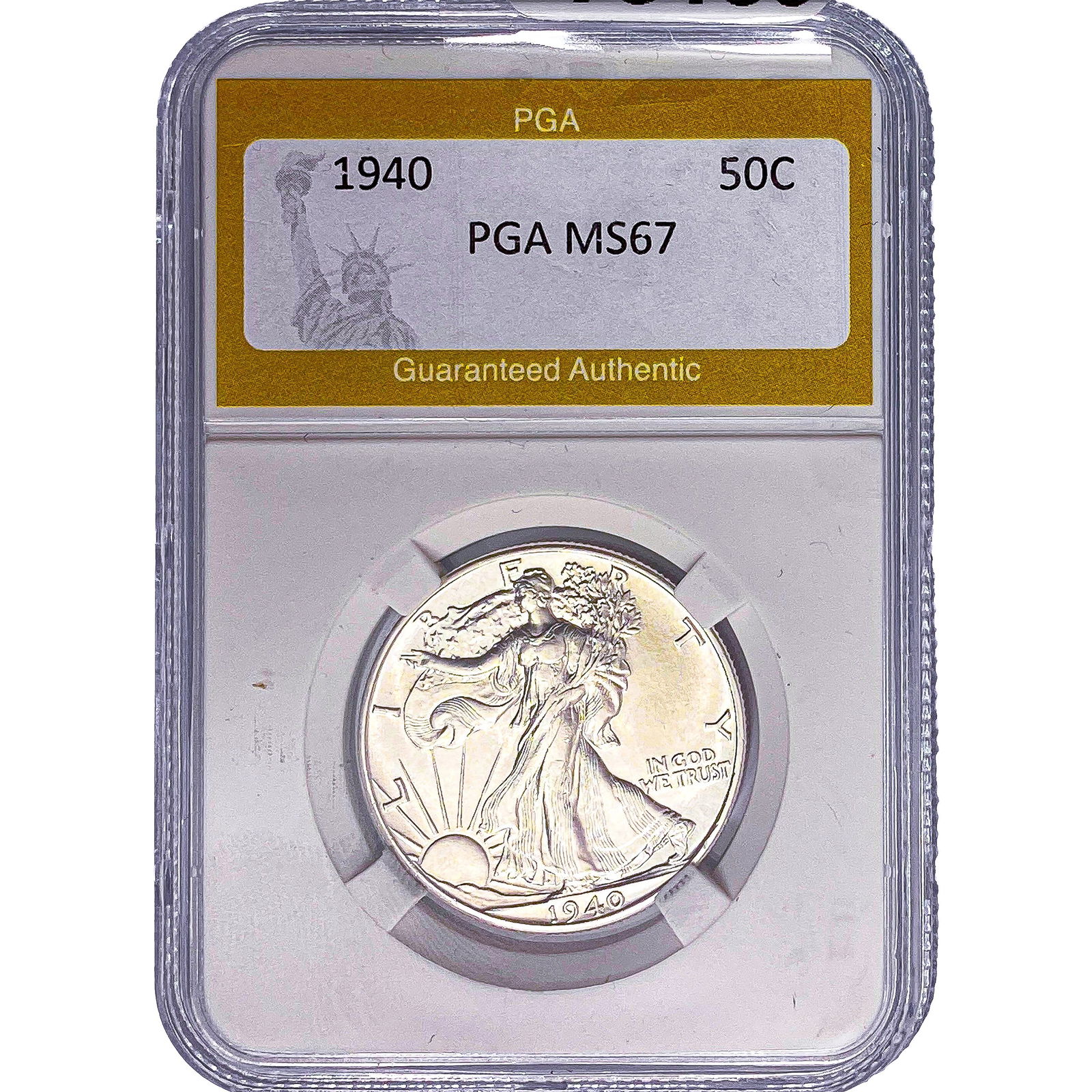 1940 Walking Liberty Half Dollar PGA MS67: 1940 Walking Liberty Half Dollar PGA MS67