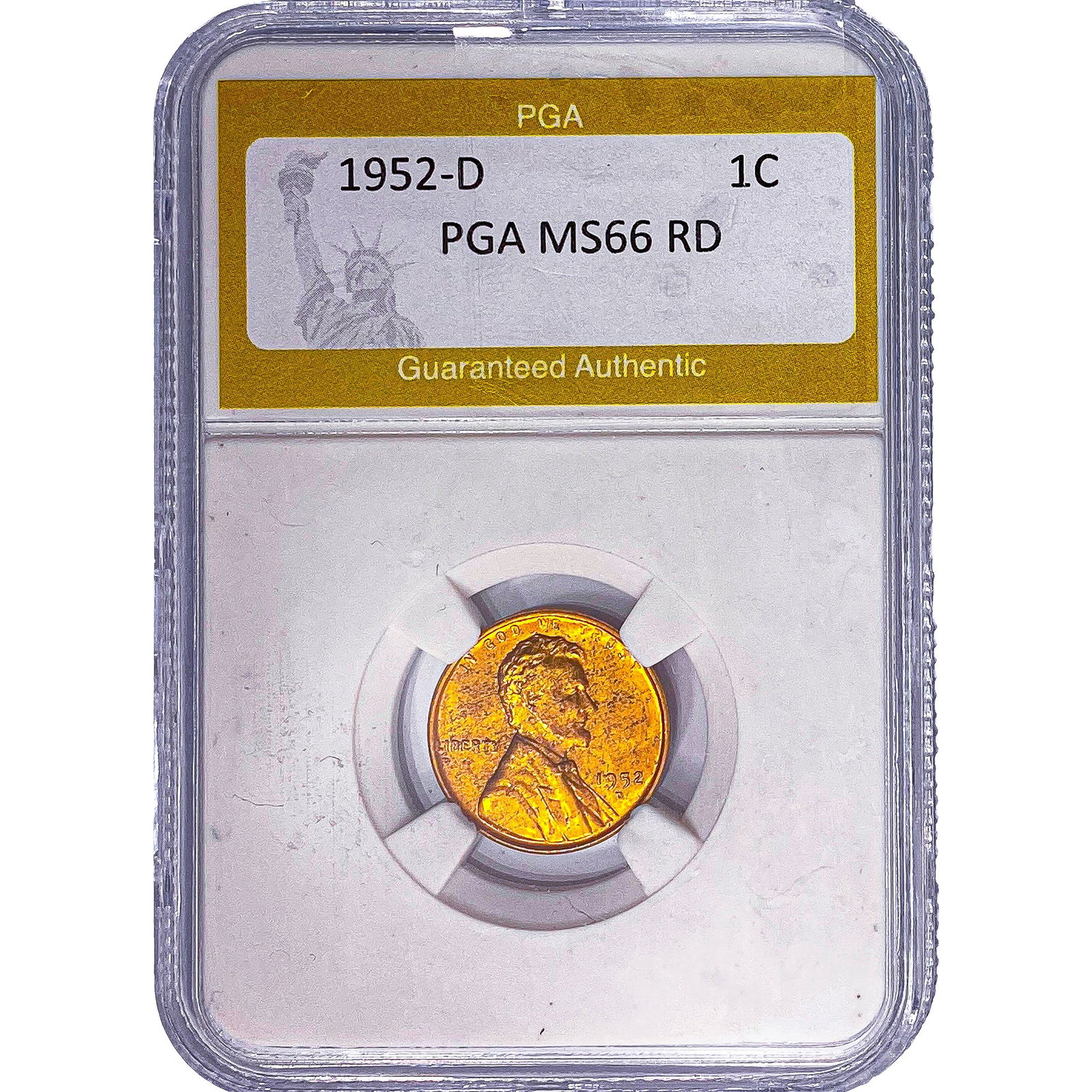 1952-D Wheat Cent PGA MS66 RD: 1952-D Wheat Cent PGA MS66 RD