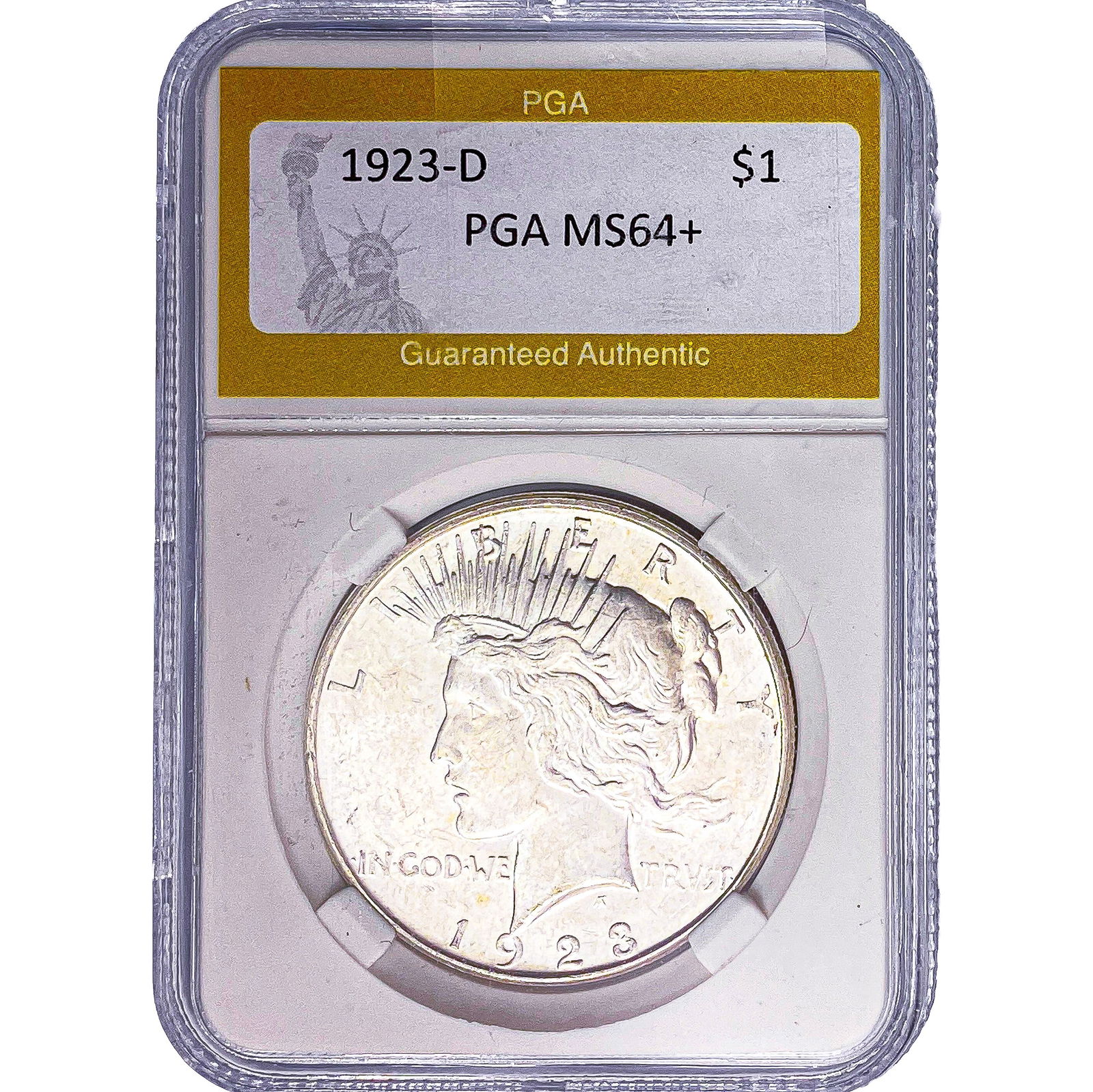 1923-D Silver Peace Dollar PGA MS64+: 1923-D Silver Peace Dollar PGA MS64+