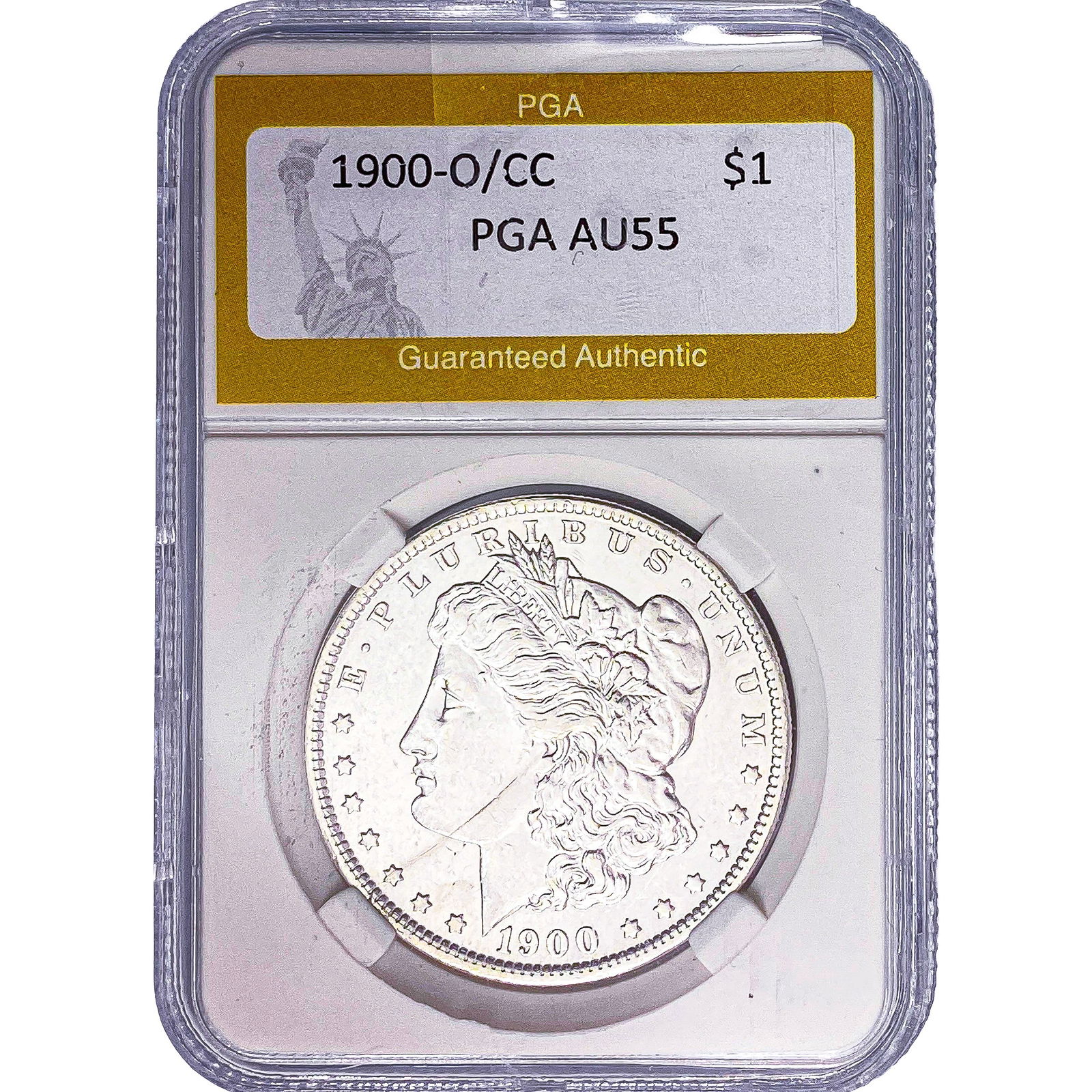 1900-O/CC Morgan Silver Dollar PGA AU55: 1900-O/CC Morgan Silver Dollar PGA AU55