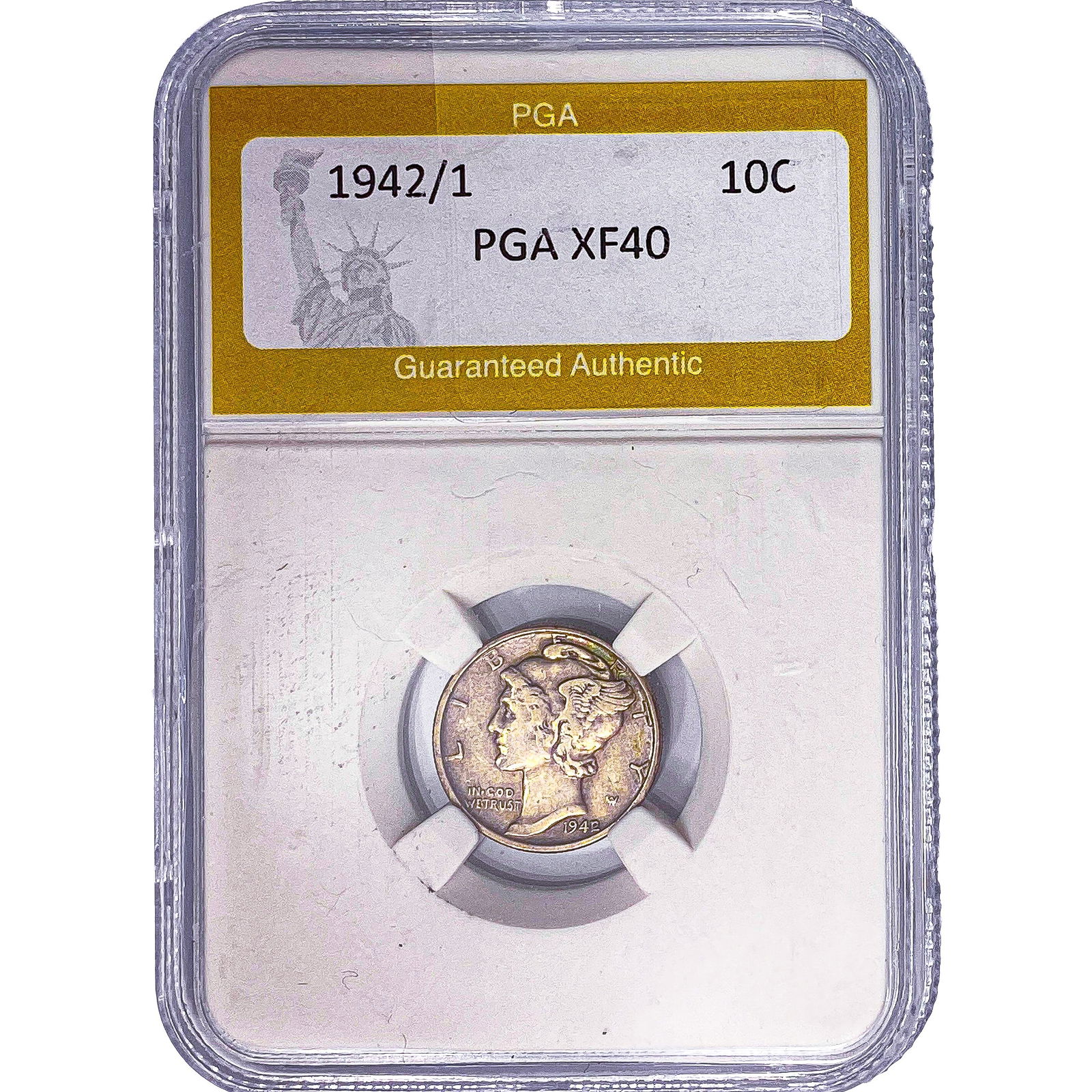 1942/1 Mercury Silver Dime PGA XF40: 1942/1 Mercury Silver Dime PGA XF40