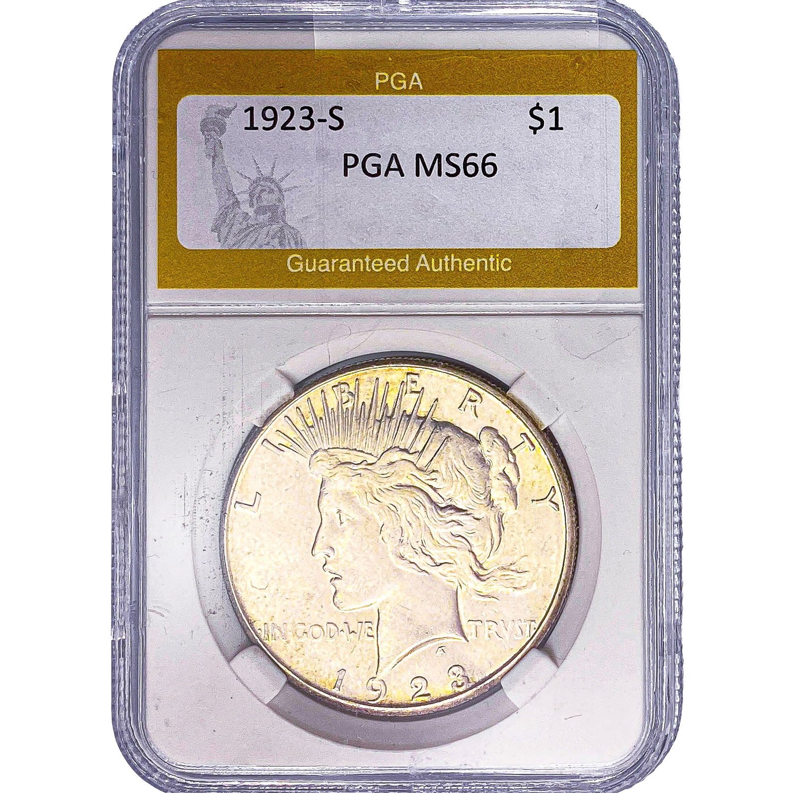 1923-S Silver Peace Dollar PGA MS66: 1923-S Silver Peace Dollar PGA MS66