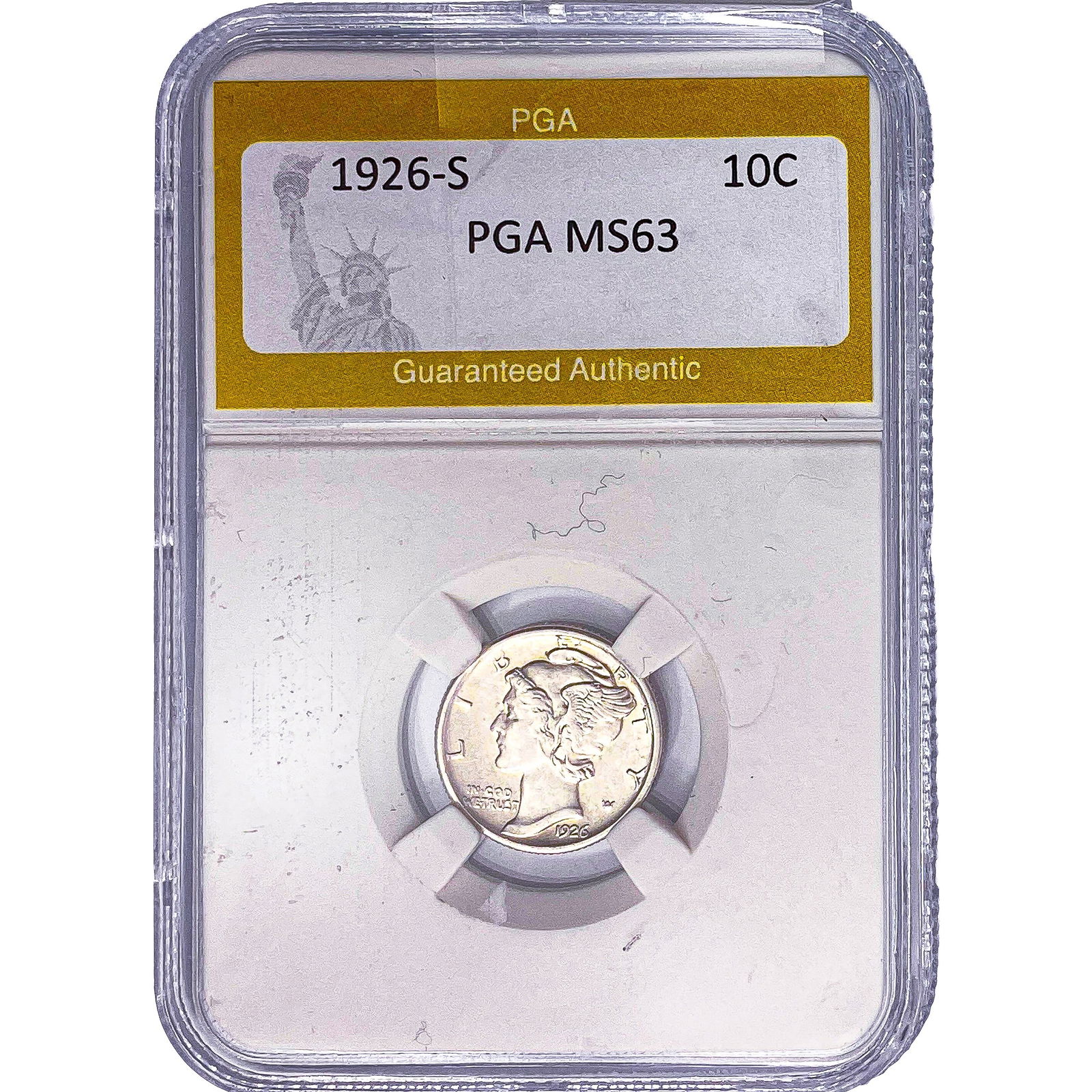 1926-S Mercury Silver Dime PGA MS63: 1926-S Mercury Silver Dime PGA MS63