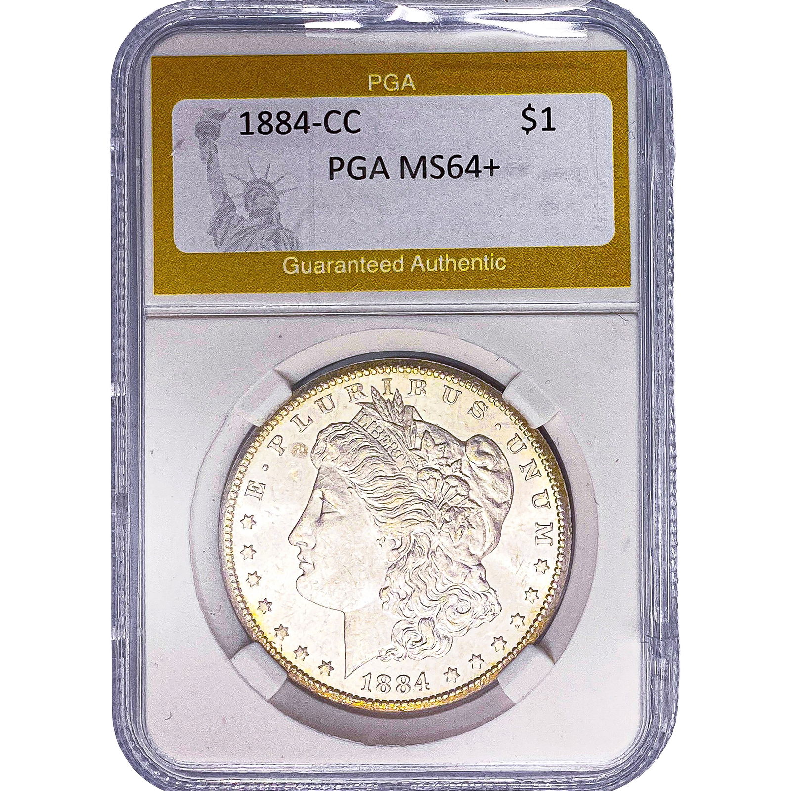 1884-CC Morgan Silver Dollar PGA MS64+: 1884-CC Morgan Silver Dollar PGA MS64+