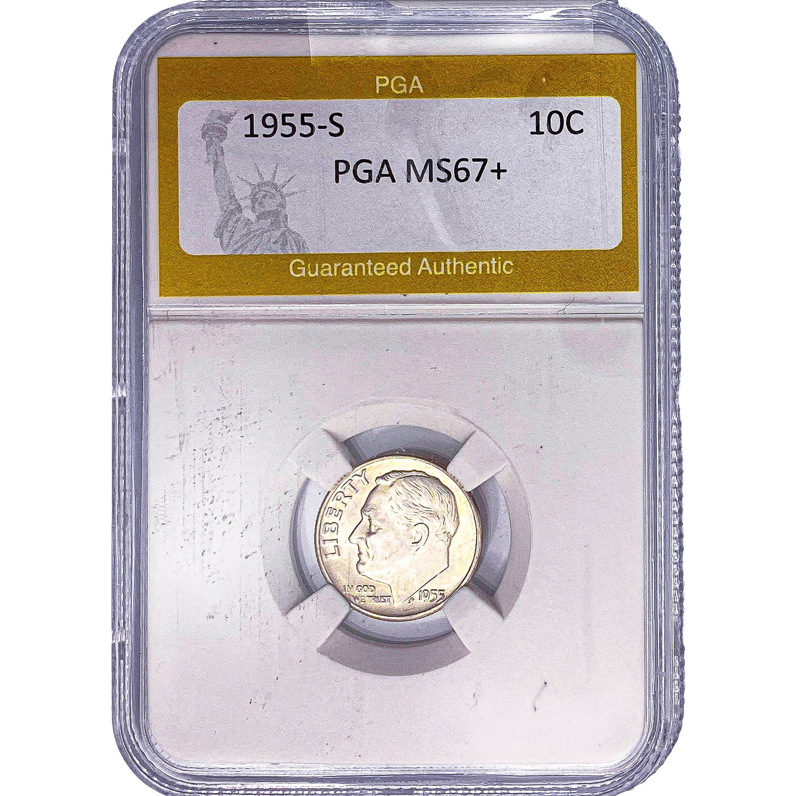1955-S Roosevelt Dime PGA MS67+: 1955-S Roosevelt Dime PGA MS67+