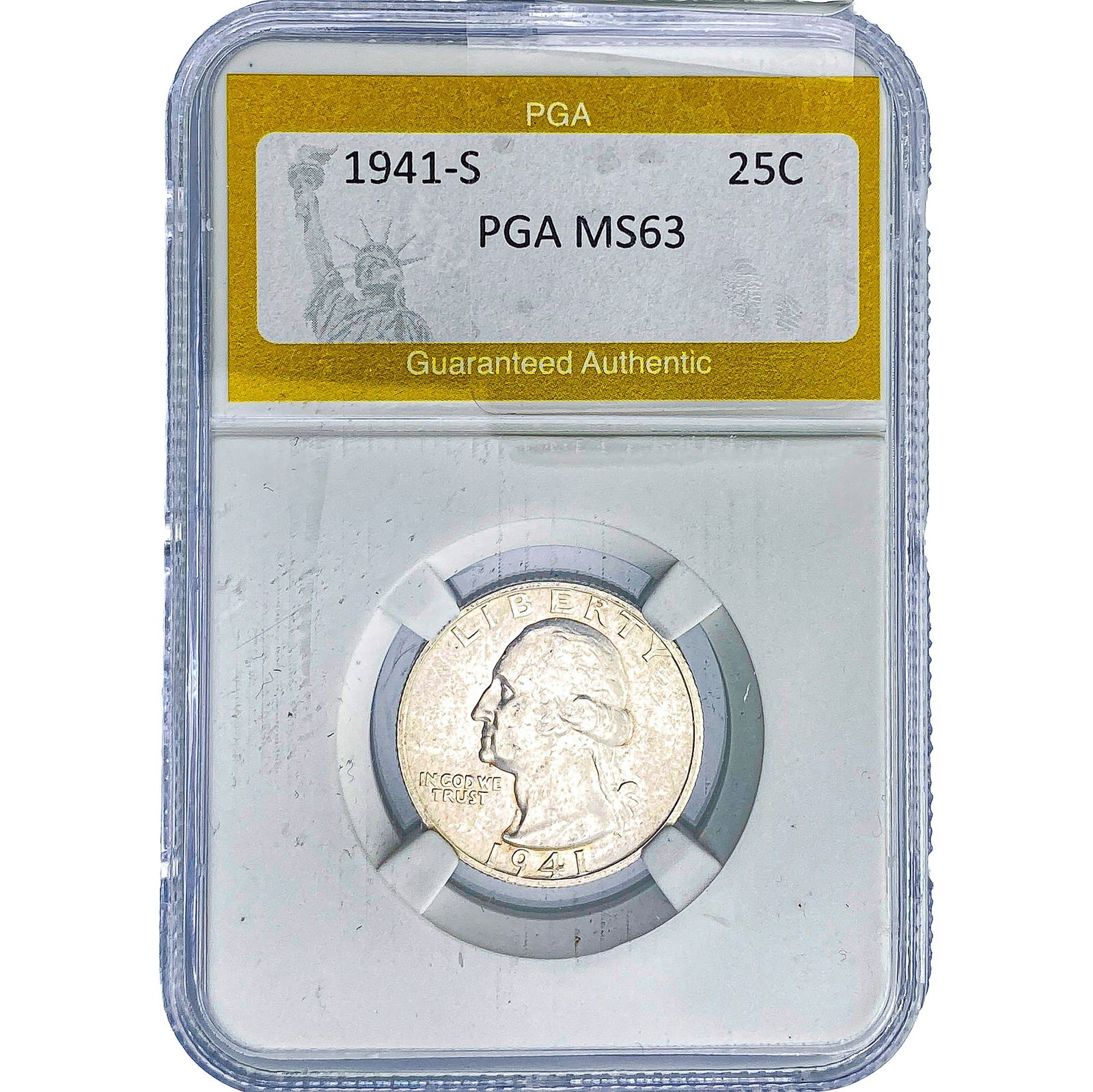 1941-S Washington Silver Quarter PGA MS63: 1941-S Washington Silver Quarter PGA MS63