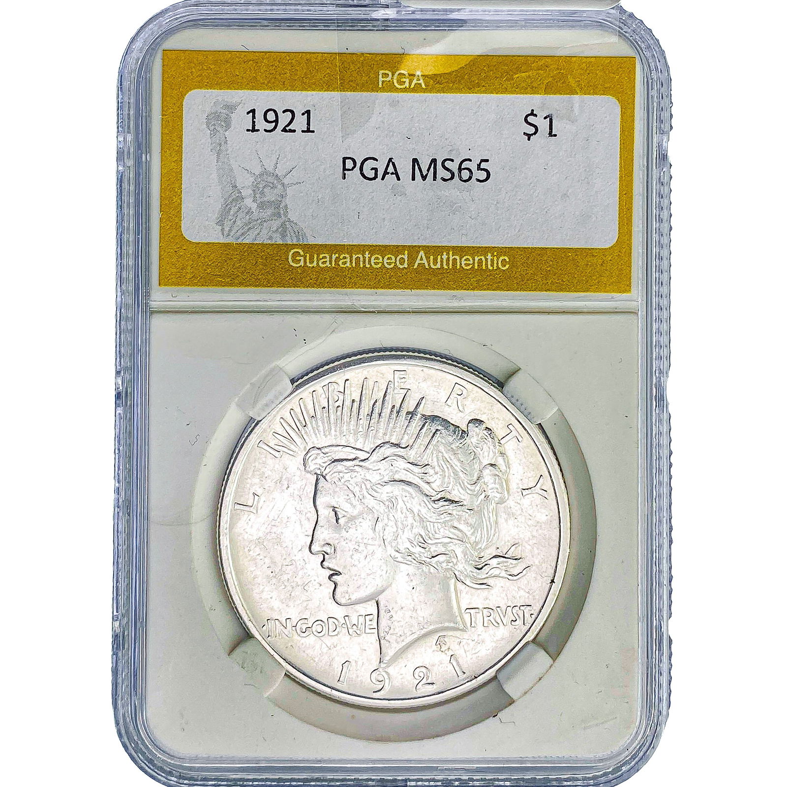 1921 Silver Peace Dollar PGA MS65: 1921 Silver Peace Dollar PGA MS65
