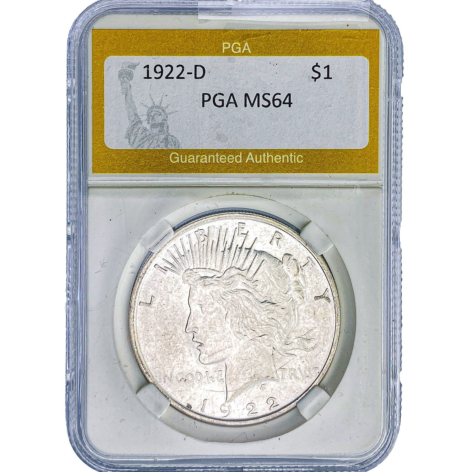 1922-D Silver Peace Dollar PGA MS64: 1922-D Silver Peace Dollar PGA MS64