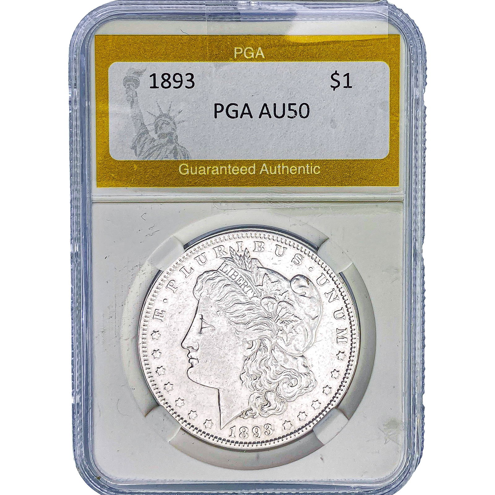 1893 Morgan Silver Dollar PGA AU50: 1893 Morgan Silver Dollar PGA AU50