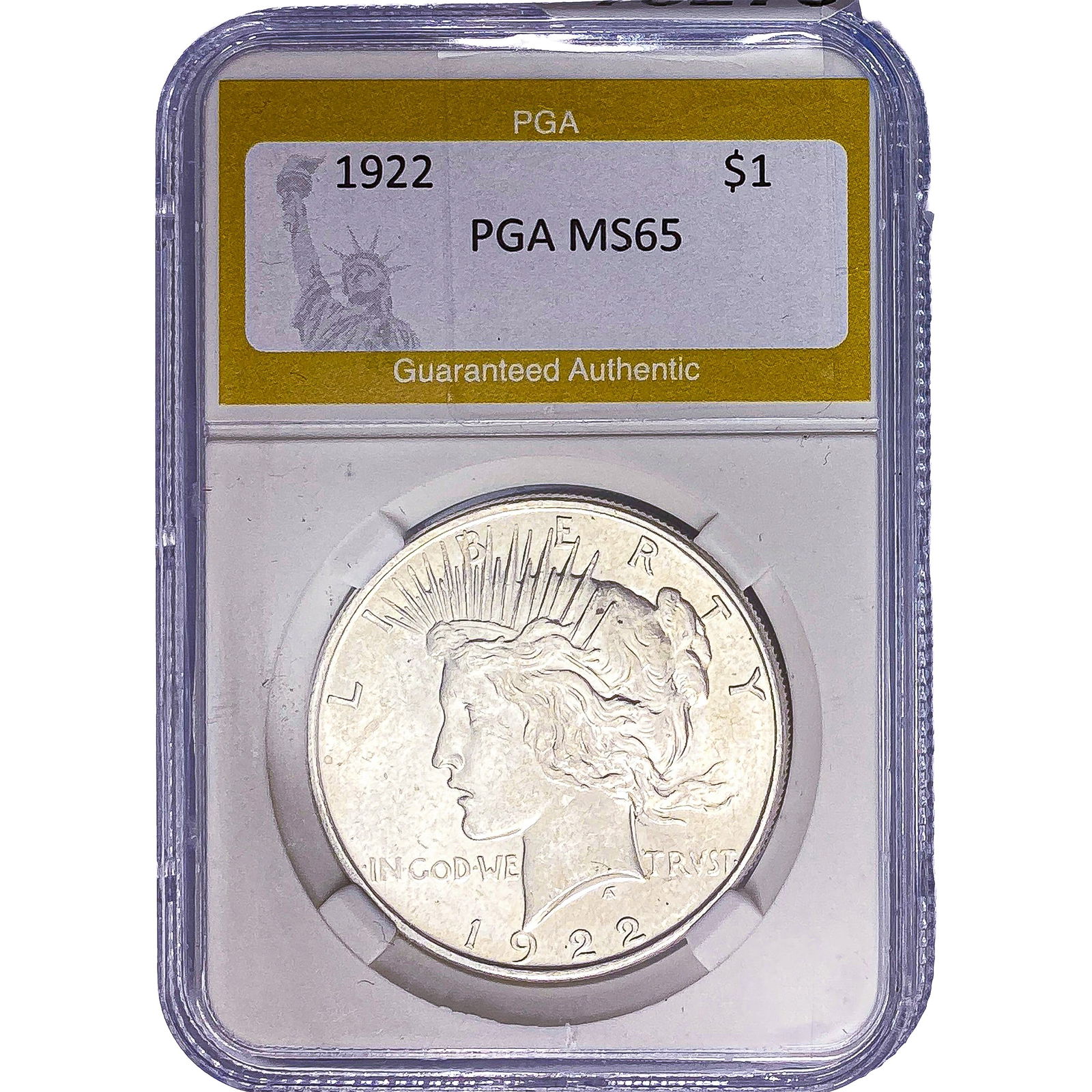 1922 Silver Peace Dollar PGA MS65: 1922 Silver Peace Dollar PGA MS65
