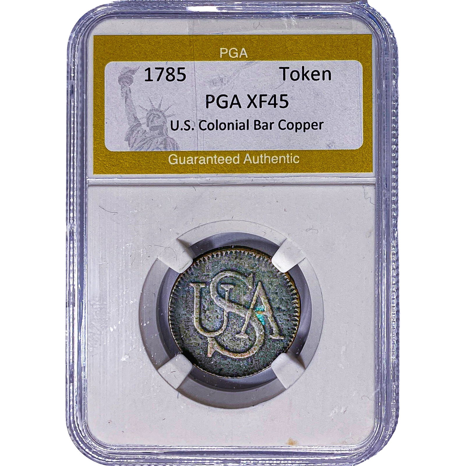1785 U.S. Colonial Bar Token PGA XF45: 1785 U.S. Colonial Bar Token PGA XF45
