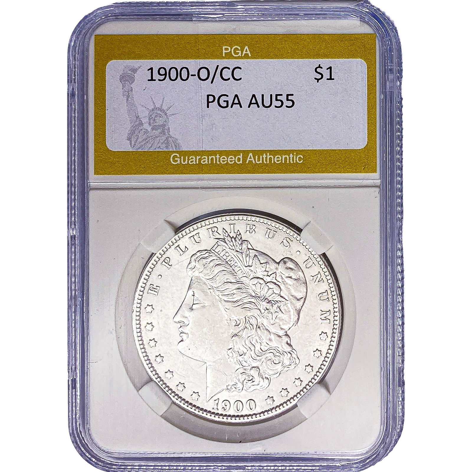 1900-O/CC Morgan Silver Dollar PGA AU55: 1900-O/CC Morgan Silver Dollar PGA AU55