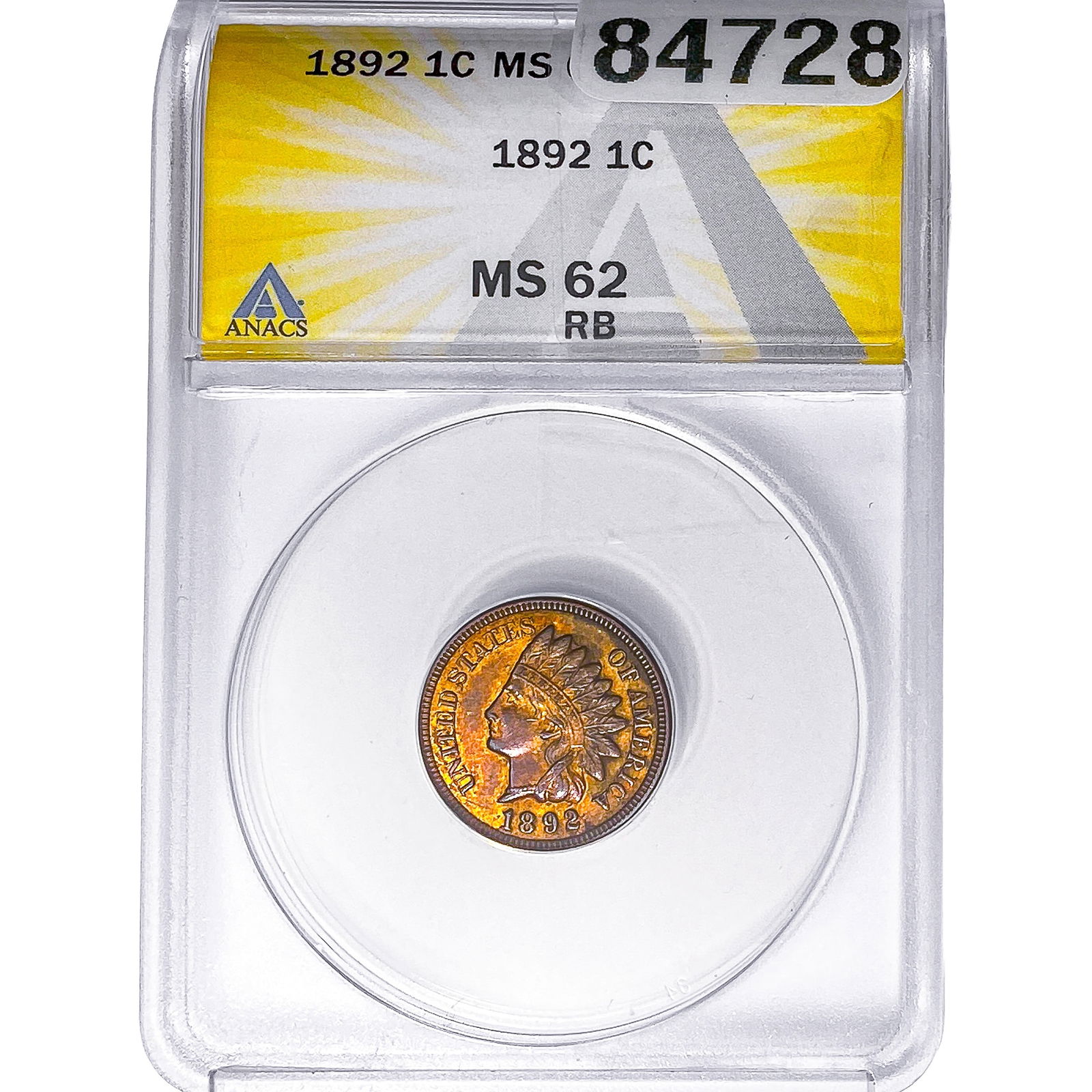 1892 Indian Head Cent ANACS MS62 RB (1 of 2)