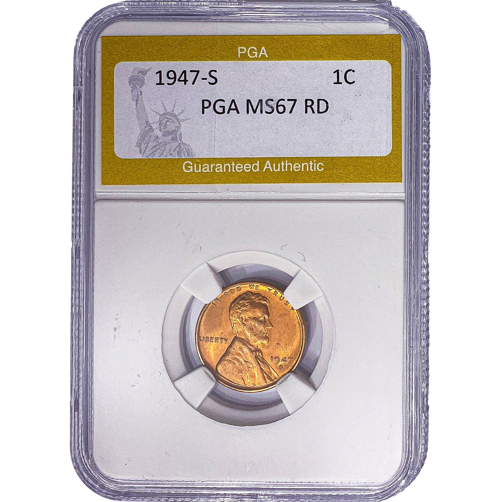 1947-S Wheat Cent PGA MS67 RD: 1947-S Wheat Cent PGA MS67 RD