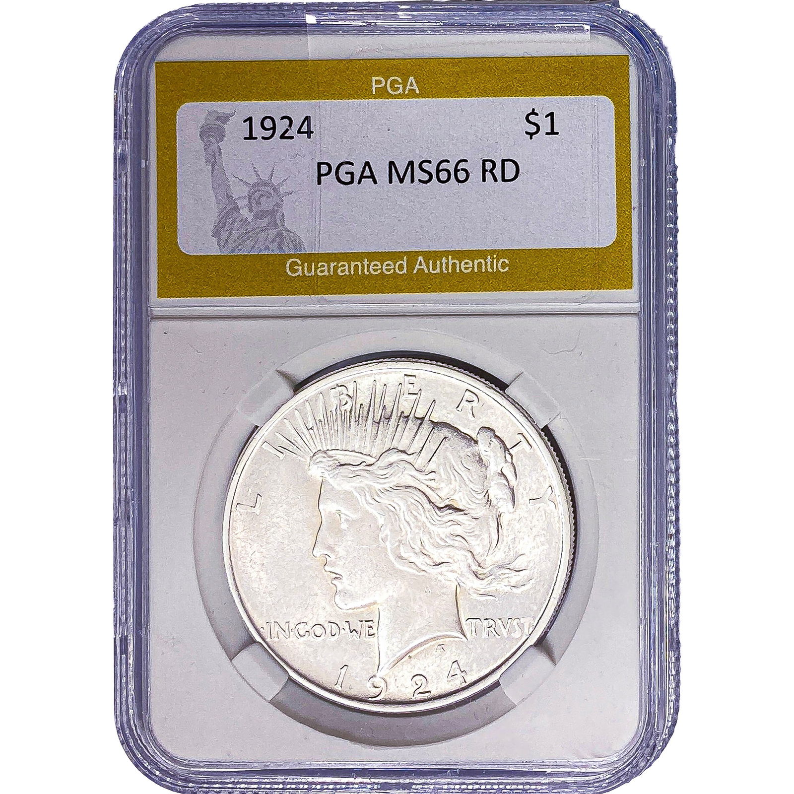 1924 Silver Peace Dollar PGA MS66 RD: 1924 Silver Peace Dollar PGA MS66 RD
