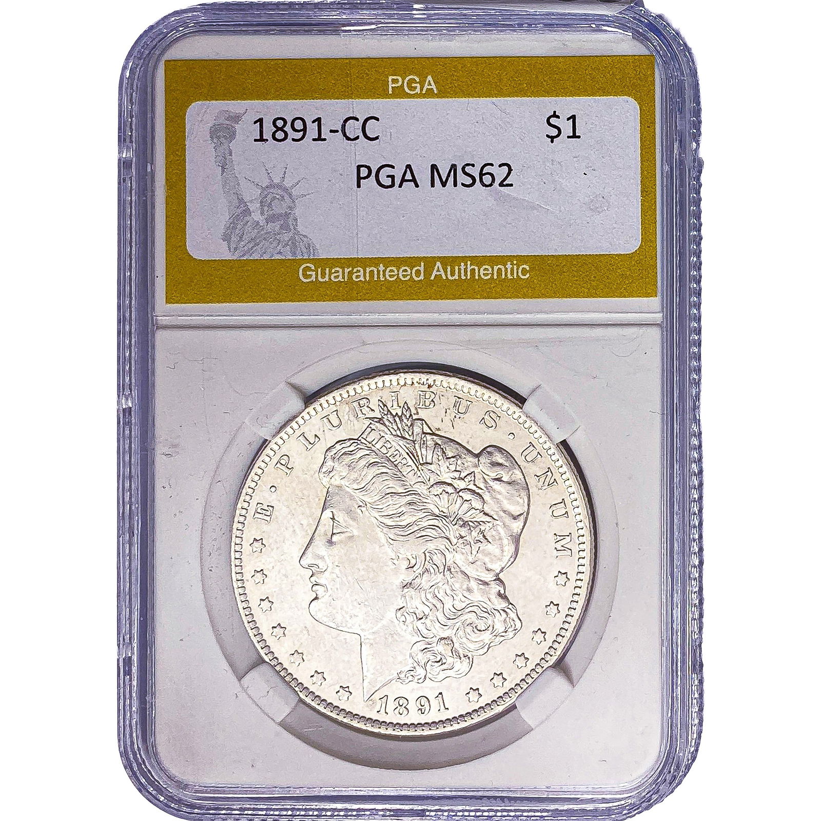 1891-CC Morgan Silver Dollar PGA MS62: 1891-CC Morgan Silver Dollar PGA MS62