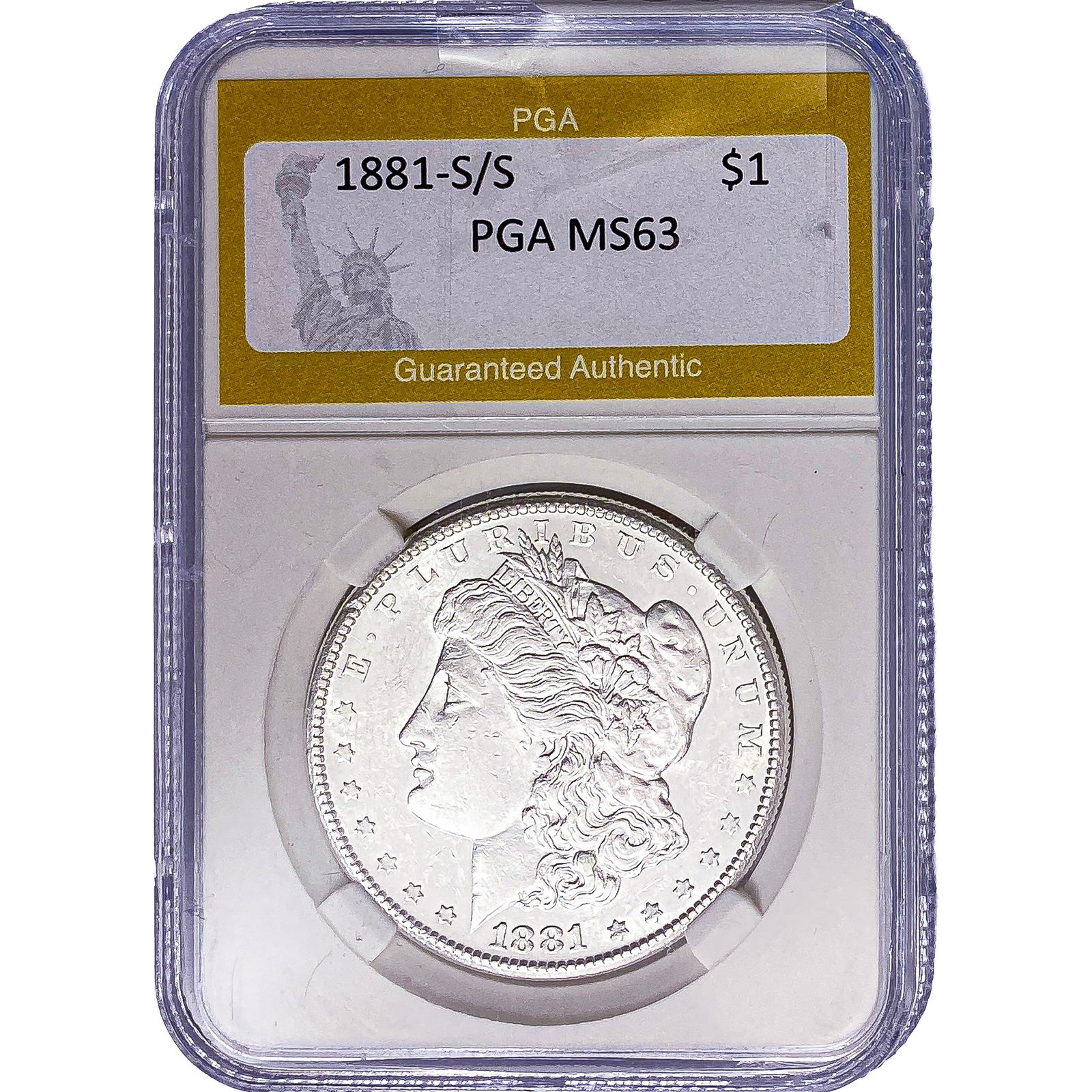 1881-S/S Morgan Silver Dollar PGA MS63: 1881-S/S Morgan Silver Dollar PGA MS63