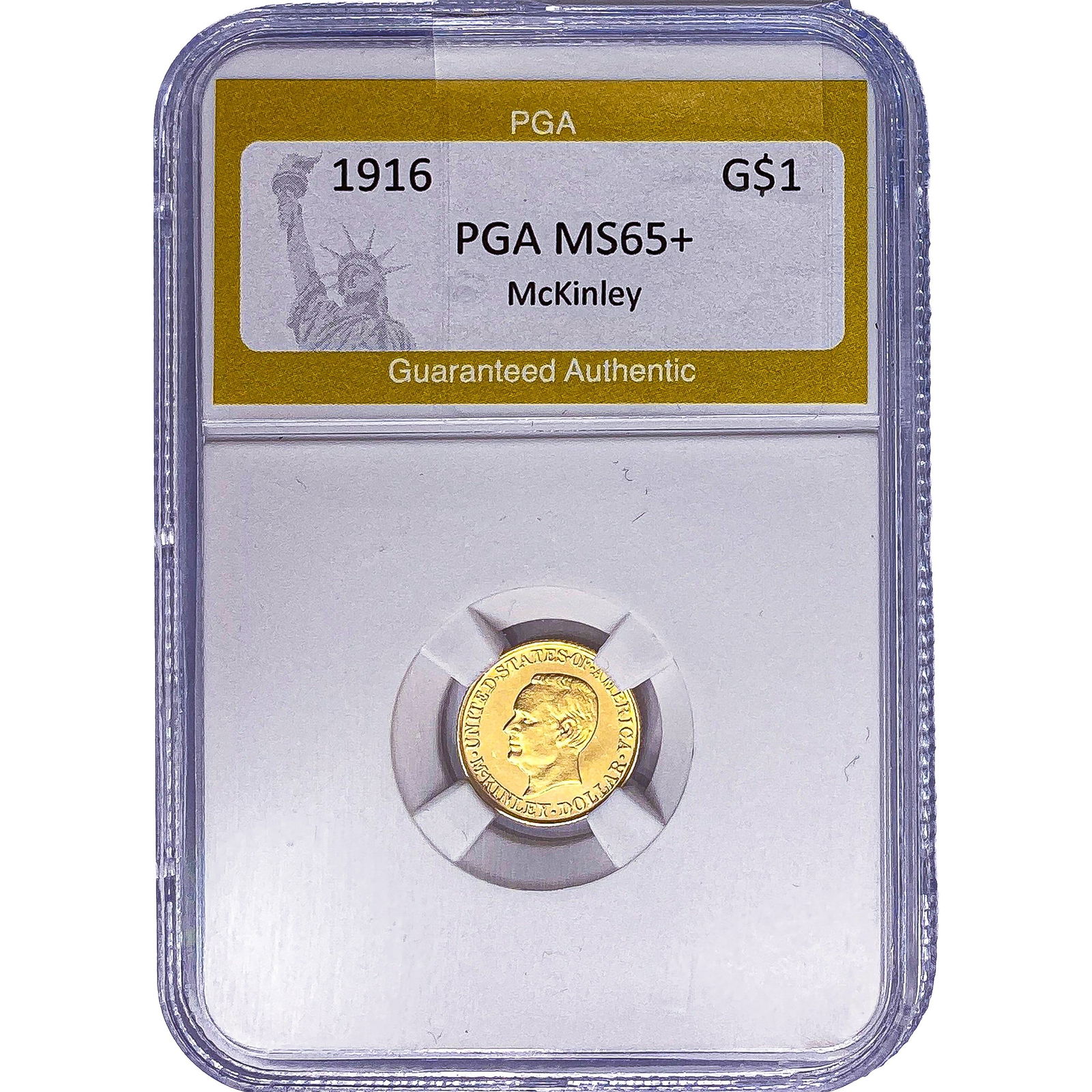 1916 McKinley Rare Gold Dollar PGA MS65+: 1916 McKinley Rare Gold Dollar PGA MS65+