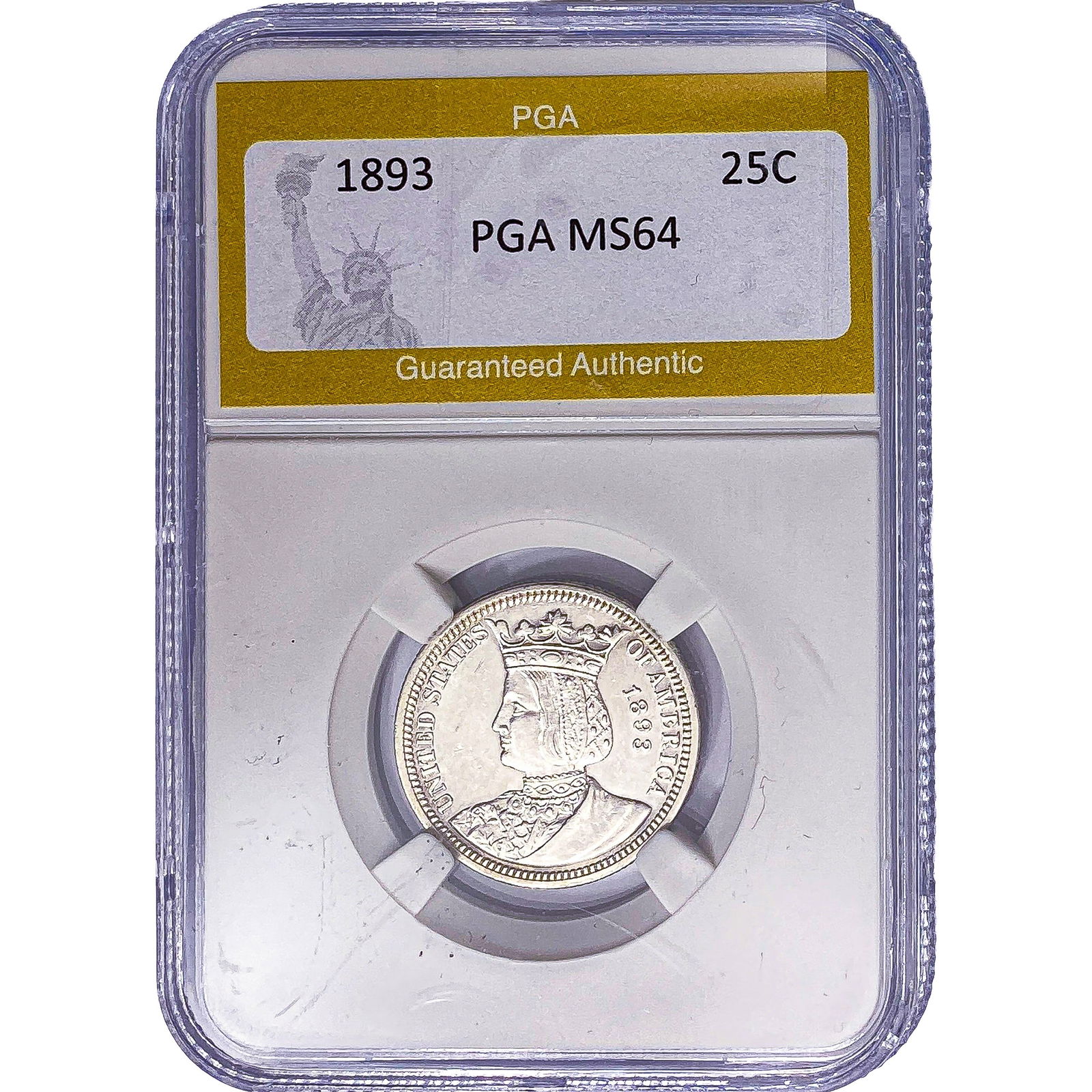 1893 Isabella Silver Quarter PGA MS64: 1893 Isabella Silver Quarter PGA MS64