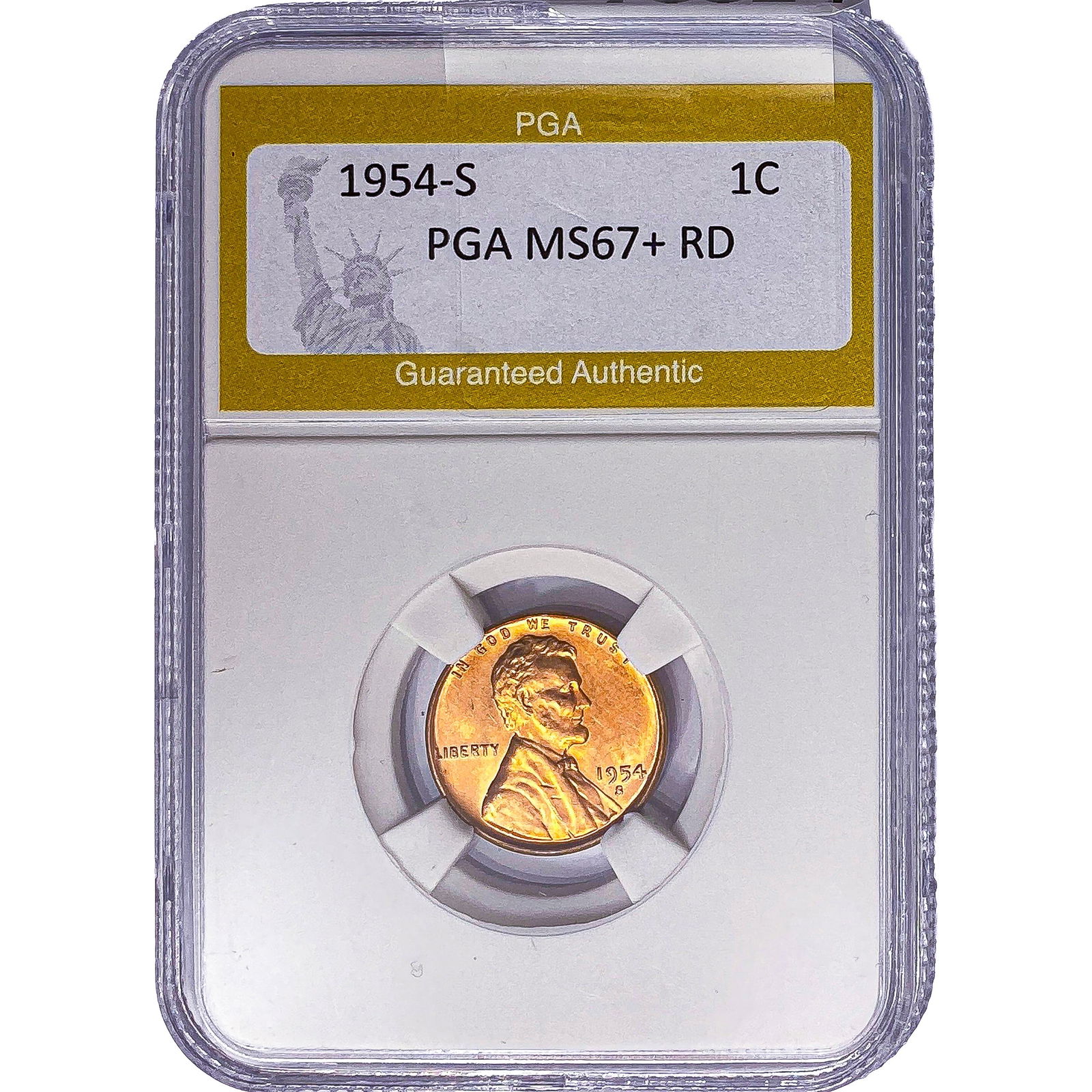1954-S Wheat Cent PGA MS67+ RD: 1954-S Wheat Cent PGA MS67+ RD