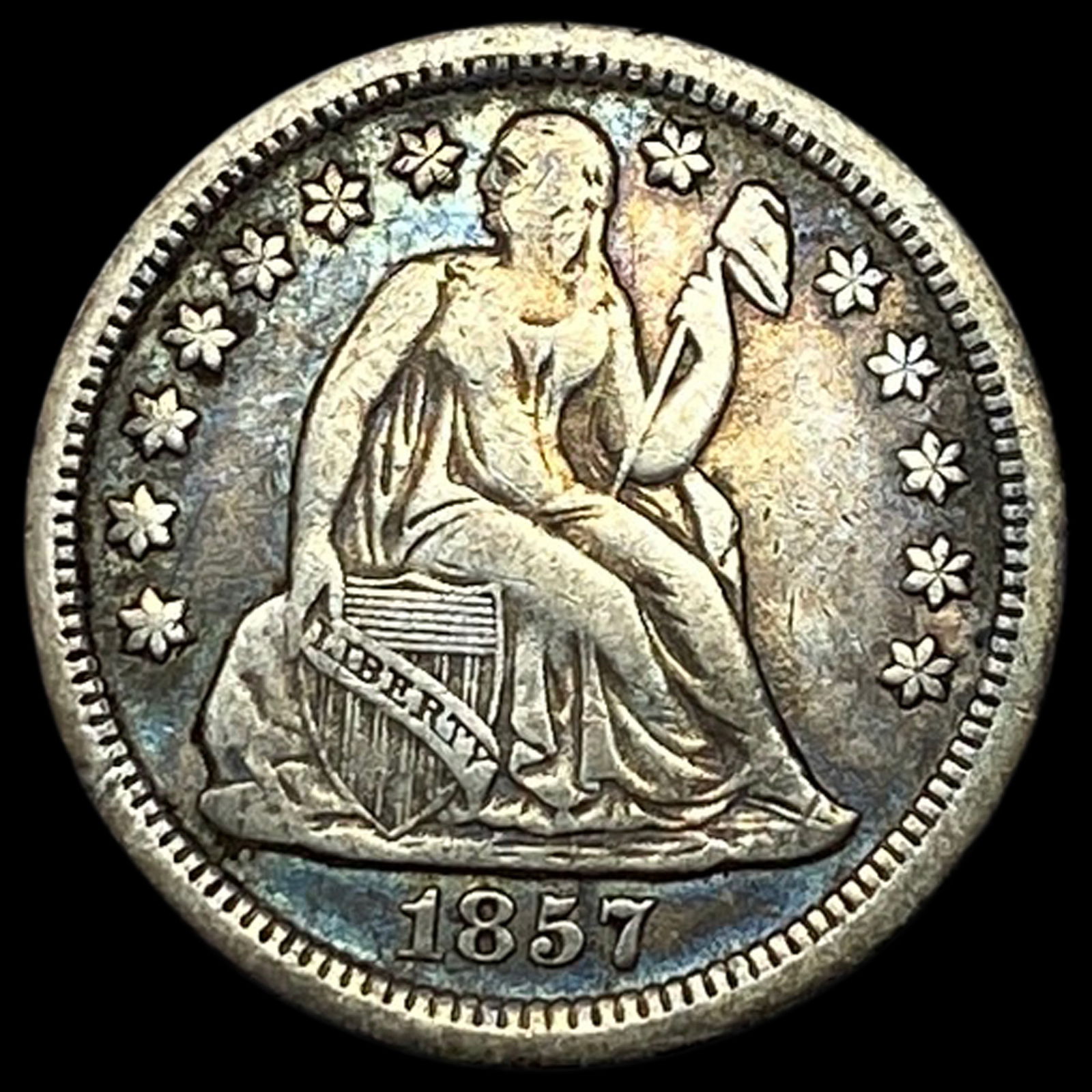 1857 Seated Liberty Dime NEARLY UNCIRCULATED: 1857 Seated Liberty Dime NEARLY UNCIRCULATED