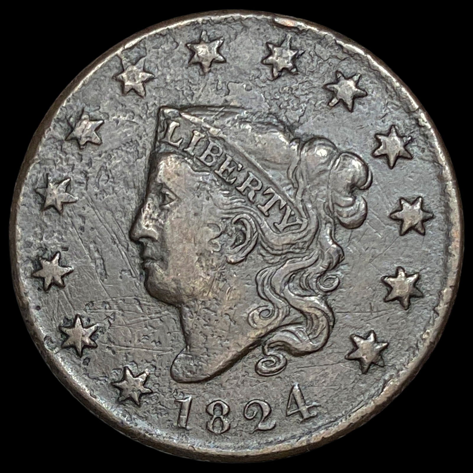 1824 Coronet Head Large Cent LIGHTLY CIRCULATED (1 of 2)
