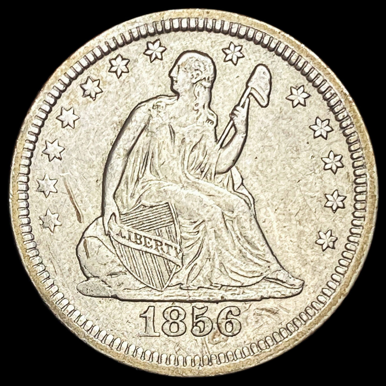 1856 Seated Liberty Quarter CLOSELY UNCIRCULATED: 1856 Seated Liberty Quarter CLOSELY UNCIRCULATED