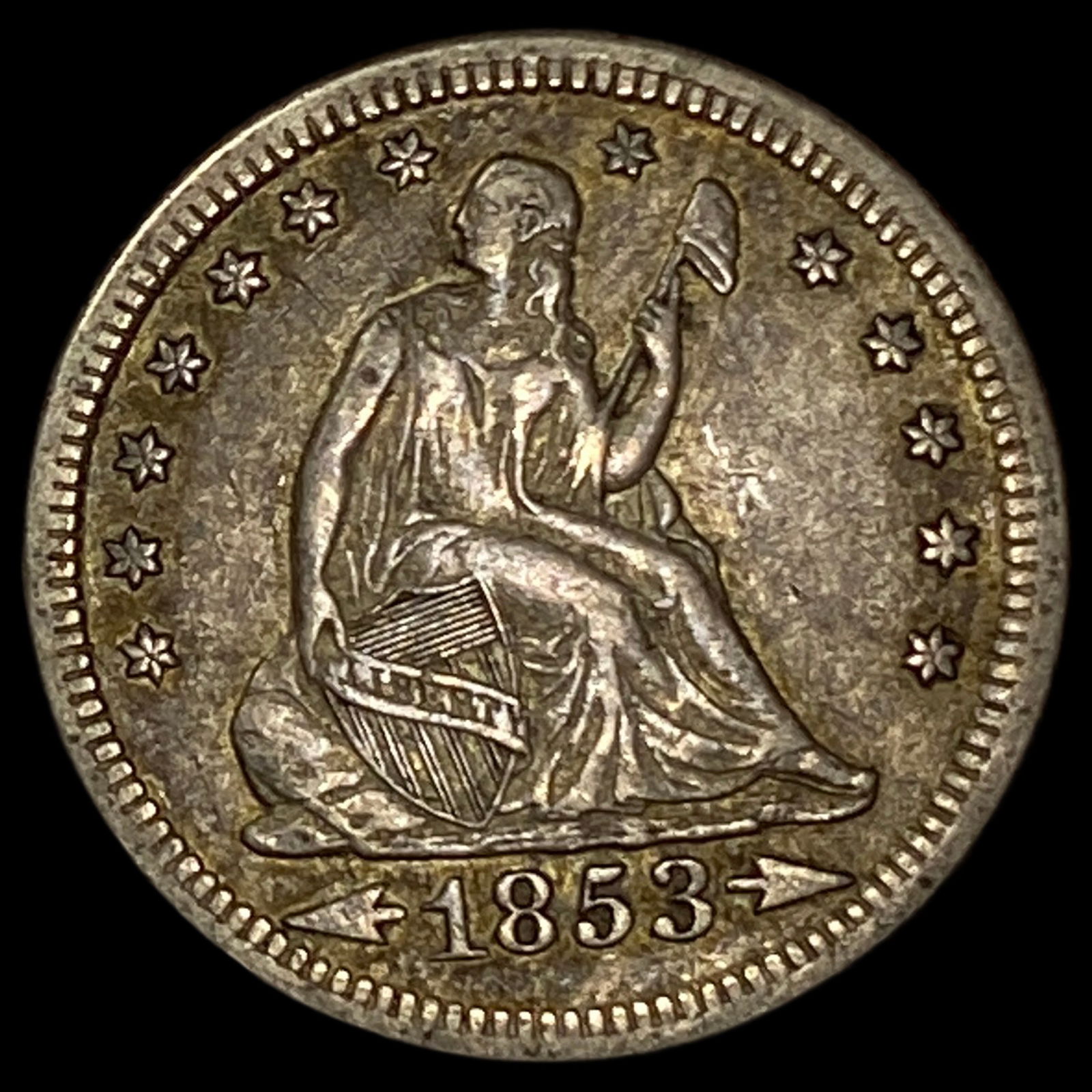 1853 Arrows Seated Liberty Quarter NEARLY UNCIRCULATED (1 of 2)