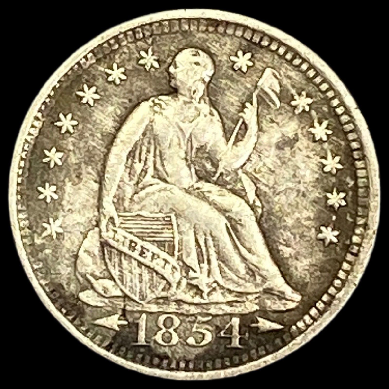 1854-O Seated Liberty Half Dime CLOSELY UNCIRCULATED (1 of 2)